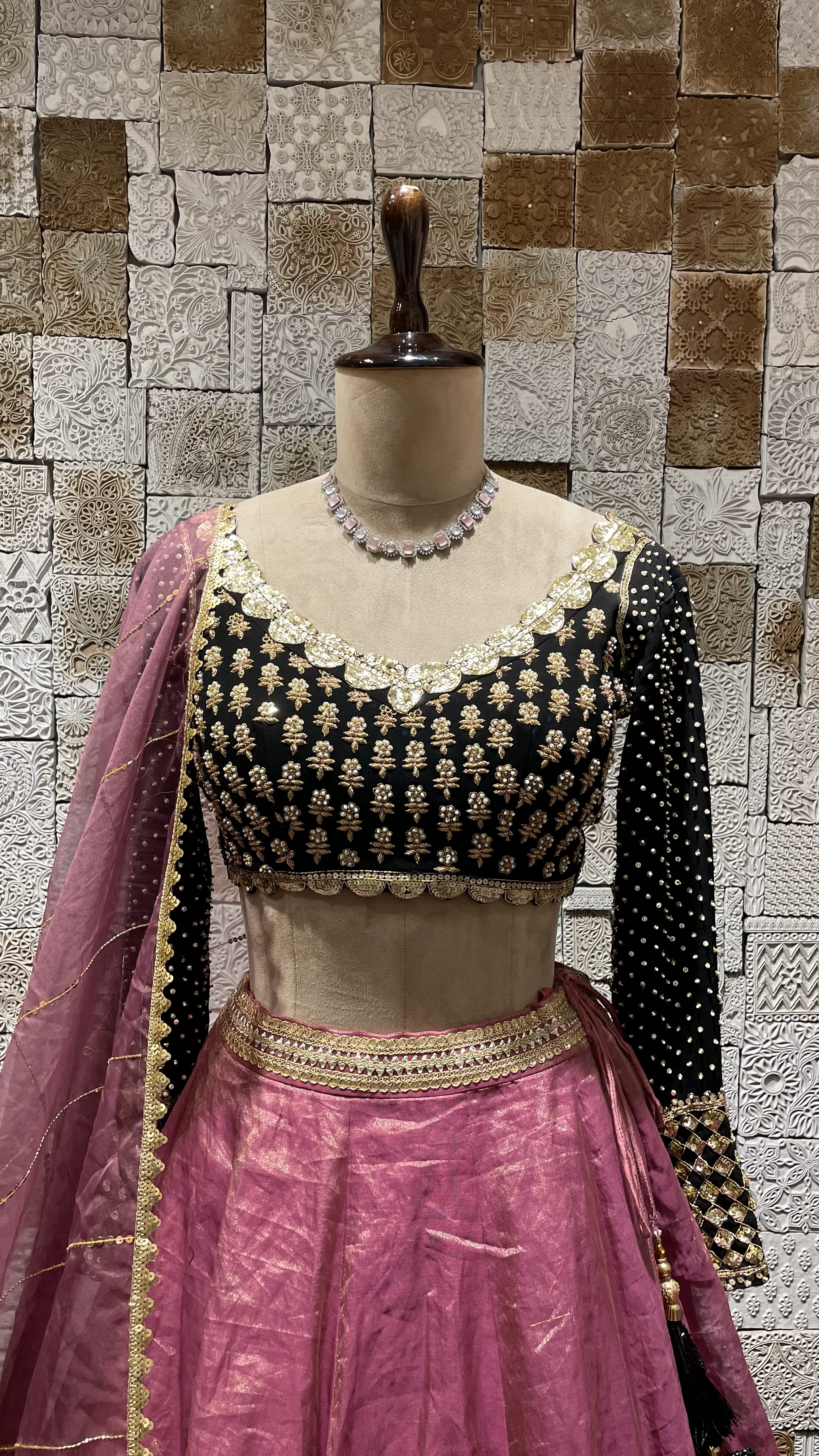 Purple Tissue Lehenga with heavy embroidered blouse - Image 3