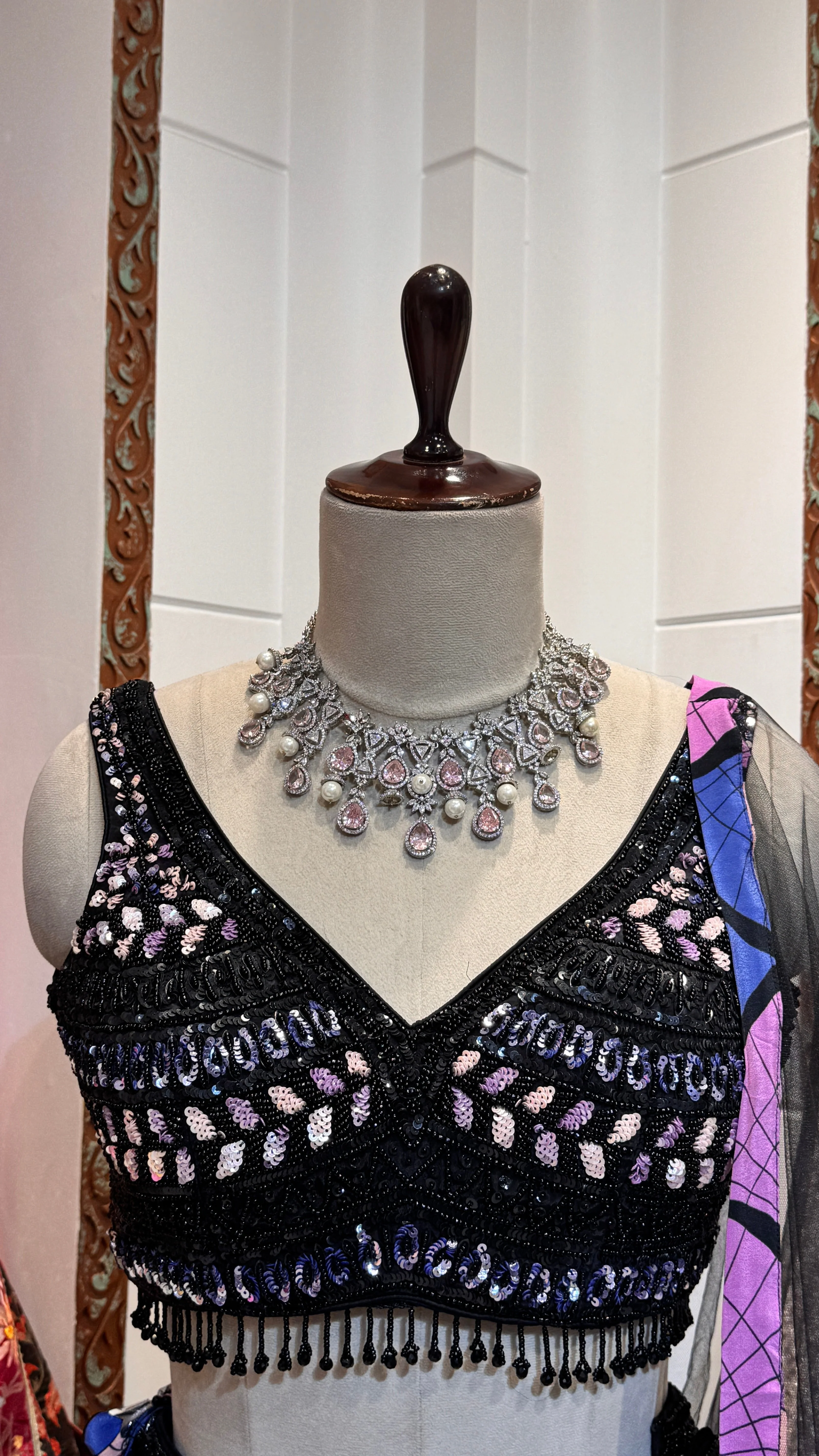 Purple zig zag lehenga - Image 2