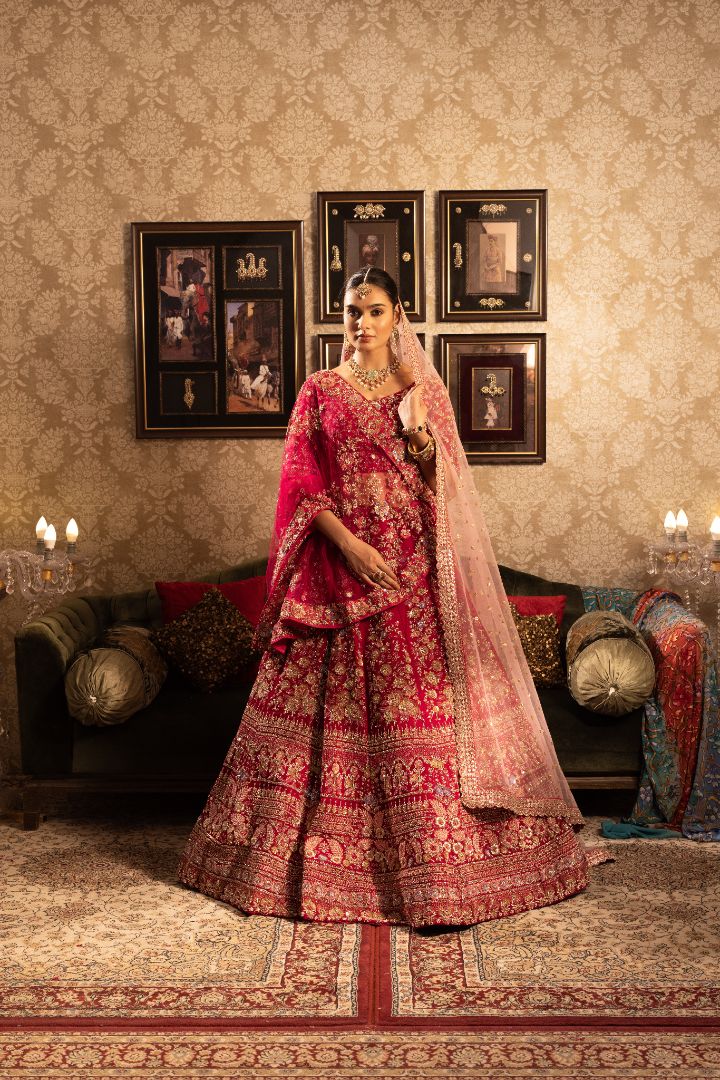 Red Silk Bridal Lehenga with Sequins & Cutdana Embellishment | Premium Wedding Wear