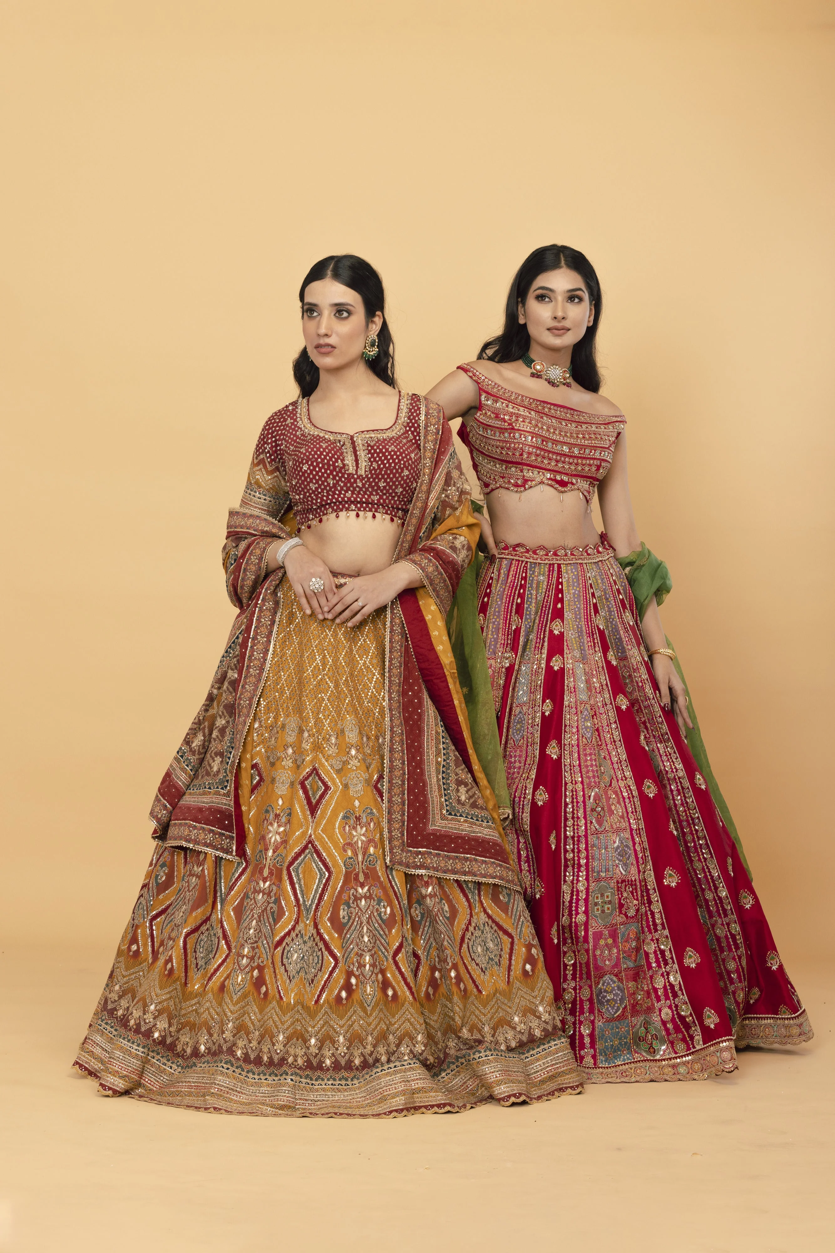 Red Banarsi Silk Lehanga - Image 5