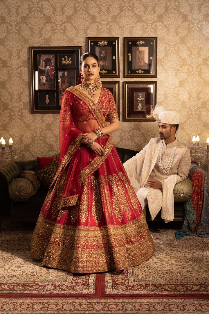 Red bridal lehenga - Image 2