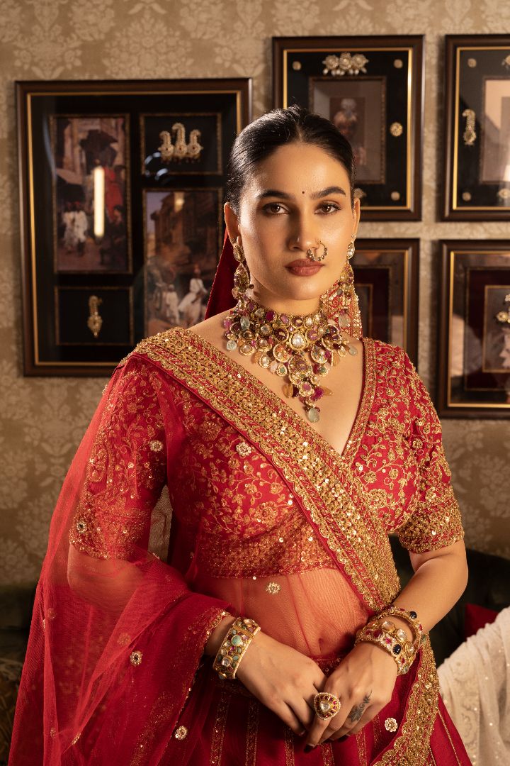 Red bridal lehenga - Image 3