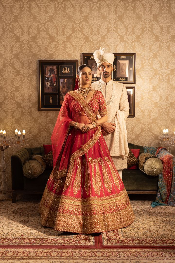 Red bridal lehenga - Image 4
