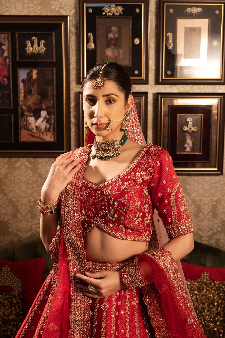 Red Bridal lehenga - Image 2