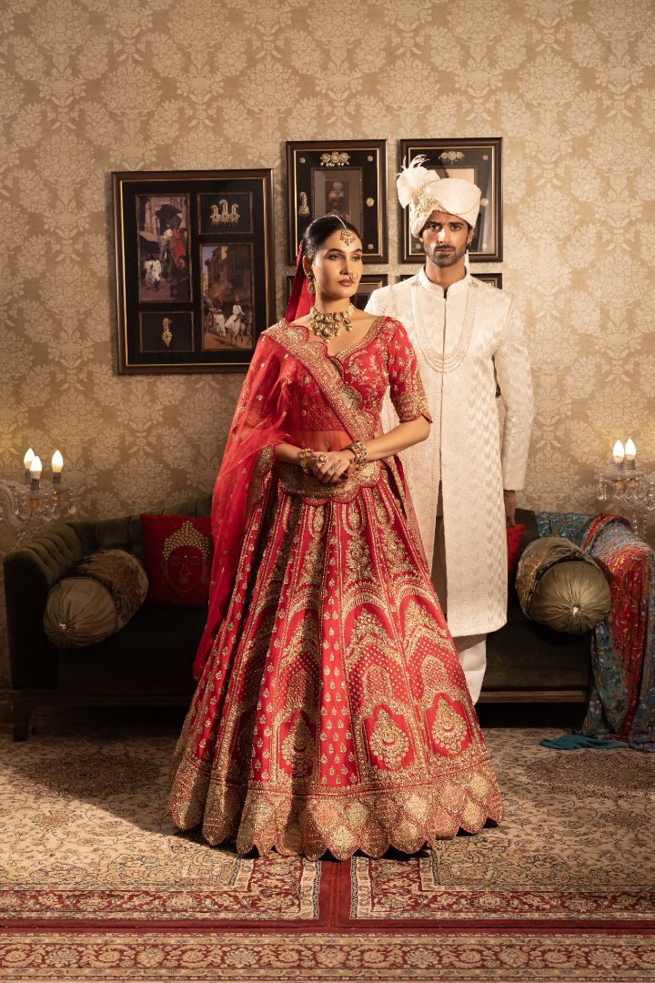 Red Bridal lehenga - Image 3