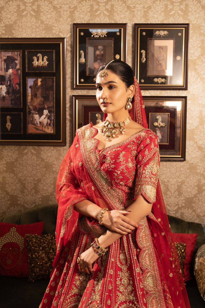 Red Bridal lehenga - Image 2