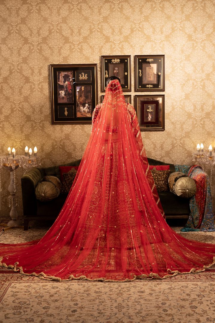Red Bridal lehenga with Heavy Hand work - Image 3