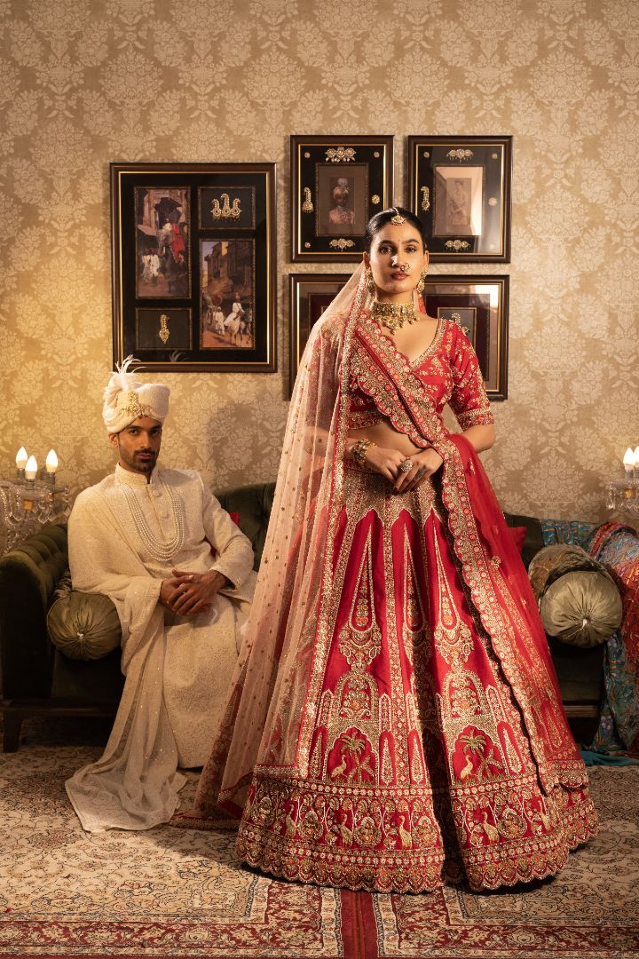 Red Designer Bridal lehenga - Image 3