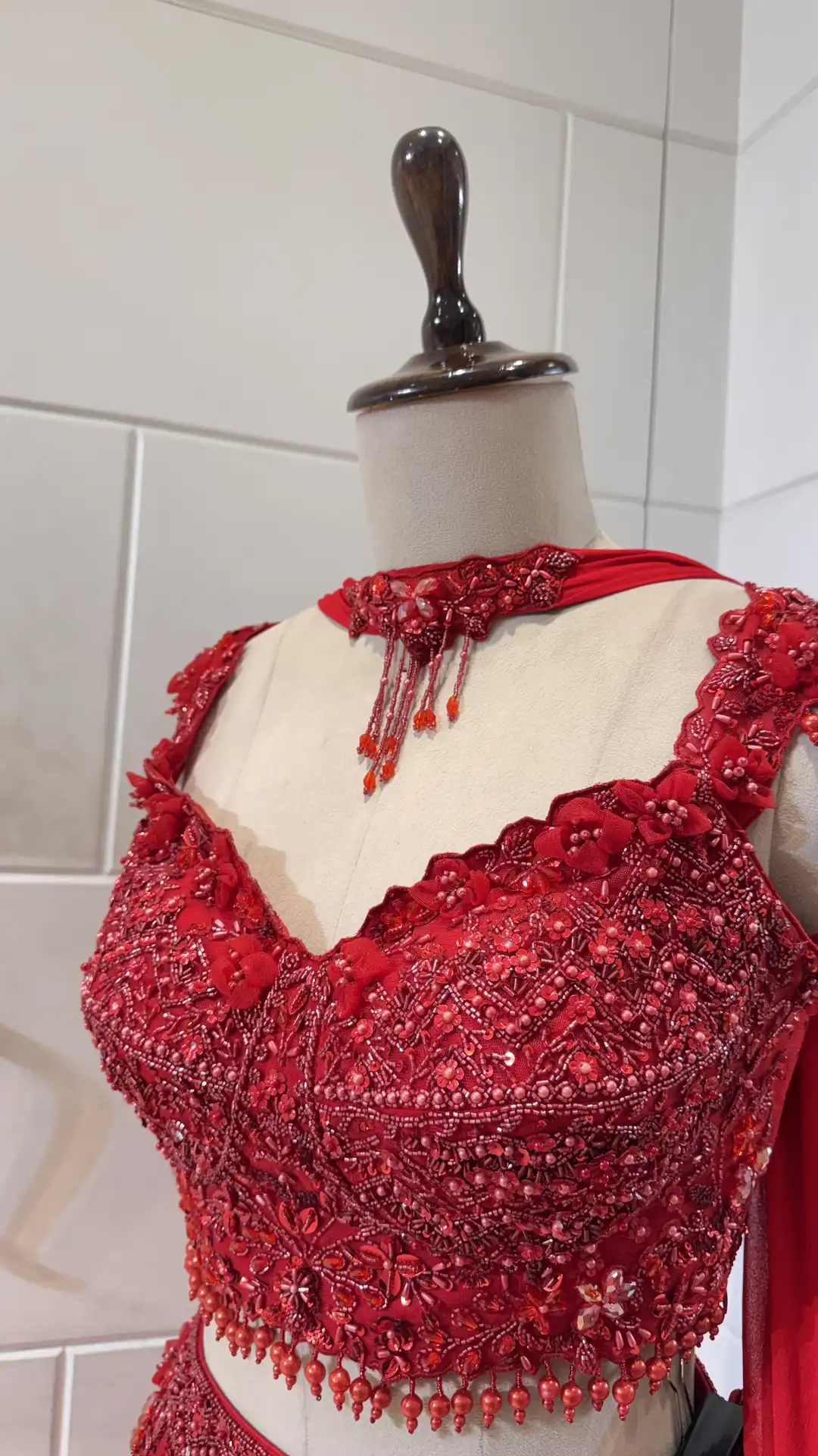 Red mermaid lehenga - Image 2