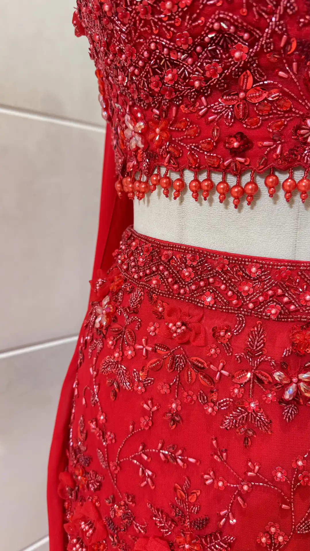 Red mermaid lehenga - Image 3