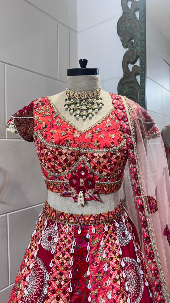 Red multicolor lehenga - Image 2