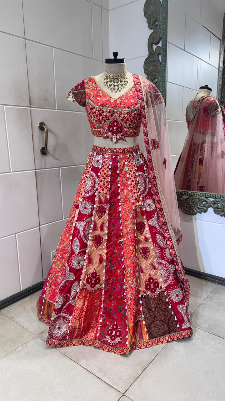 Red multicolor lehenga - Image 4