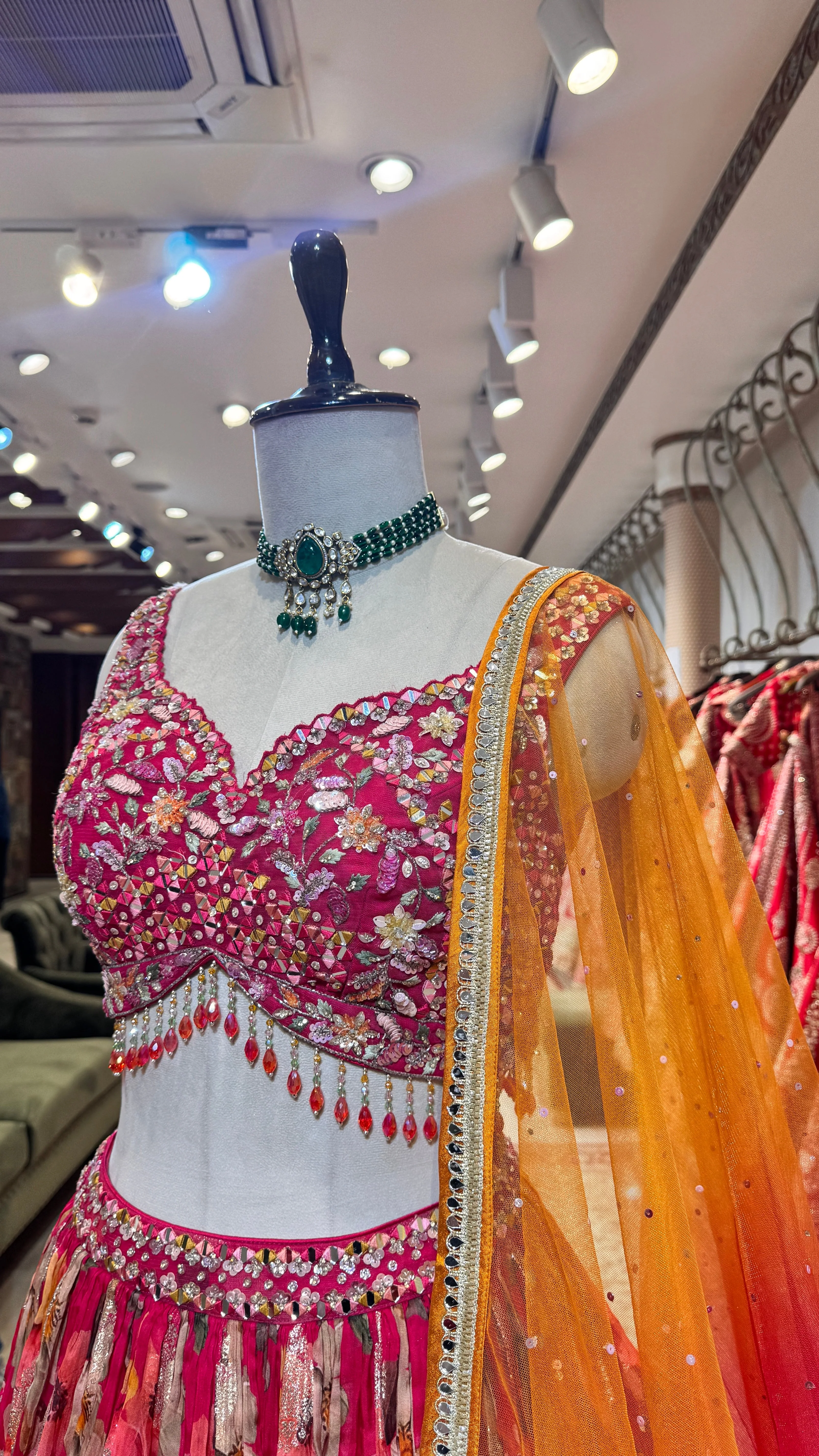 Red Printed Lehenga - Image 2