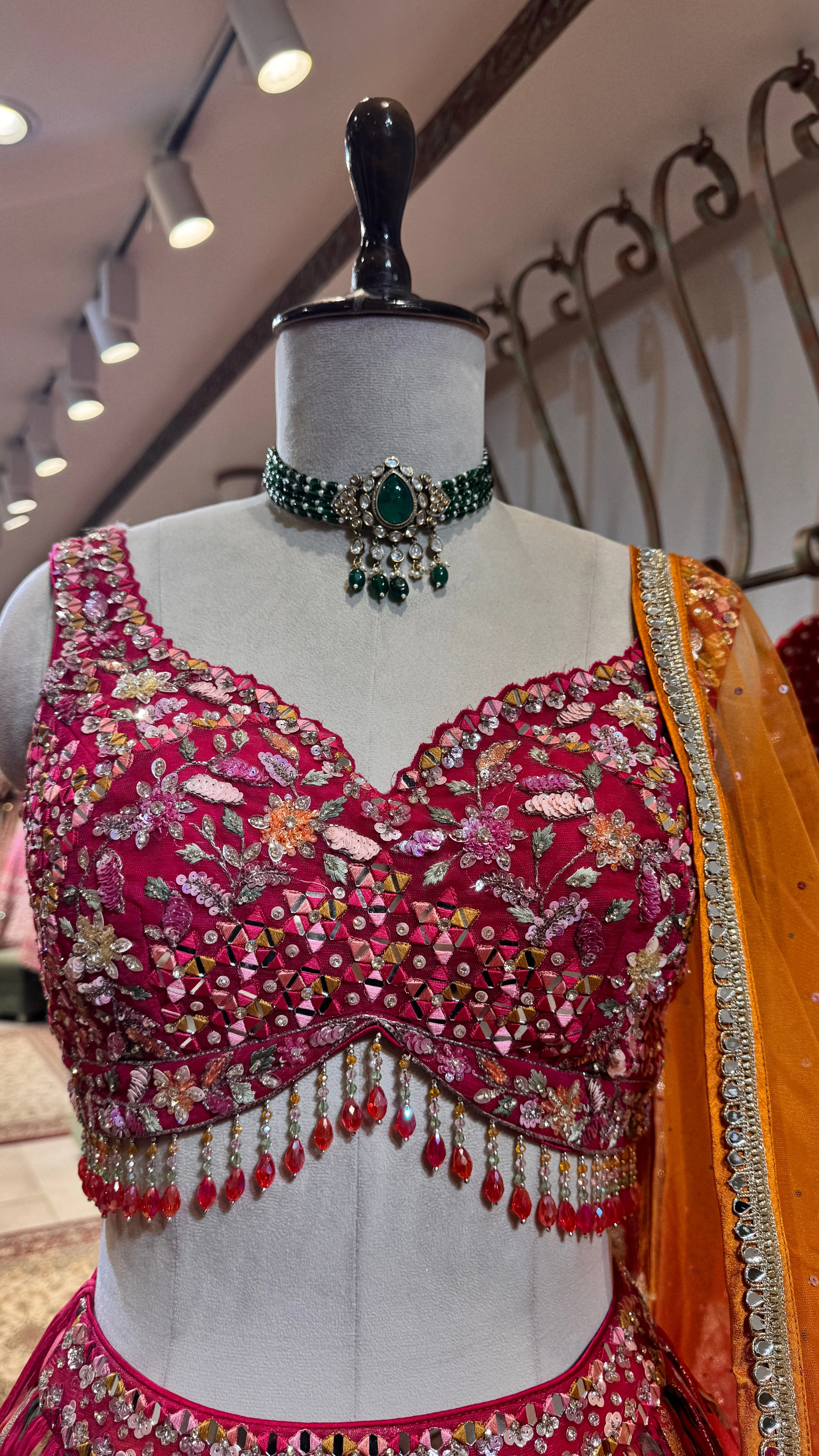 Red Printed Lehenga - Image 3