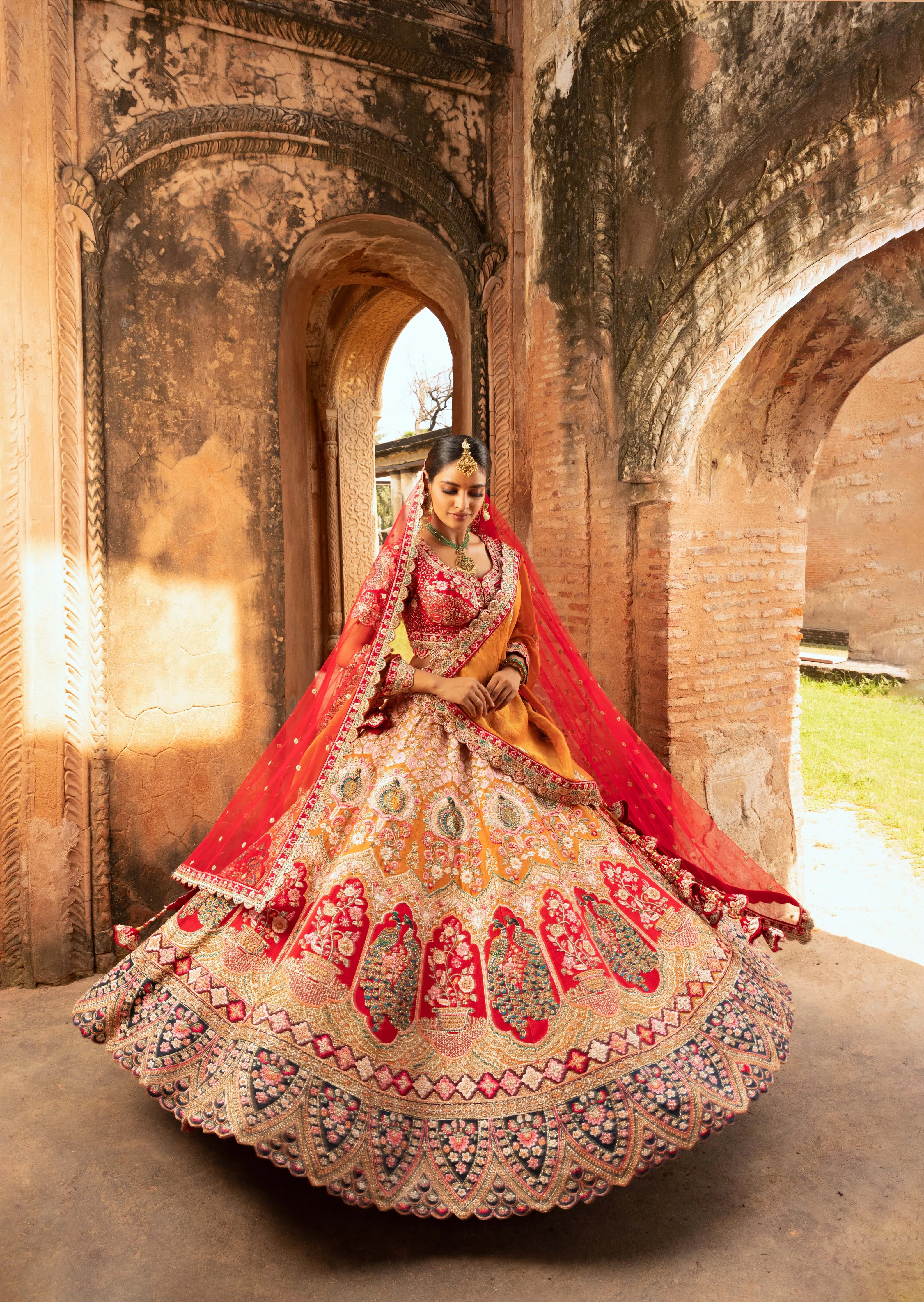 Regal Silk Lehenga with Multi-Color Thread Work and Sequins - Image 3