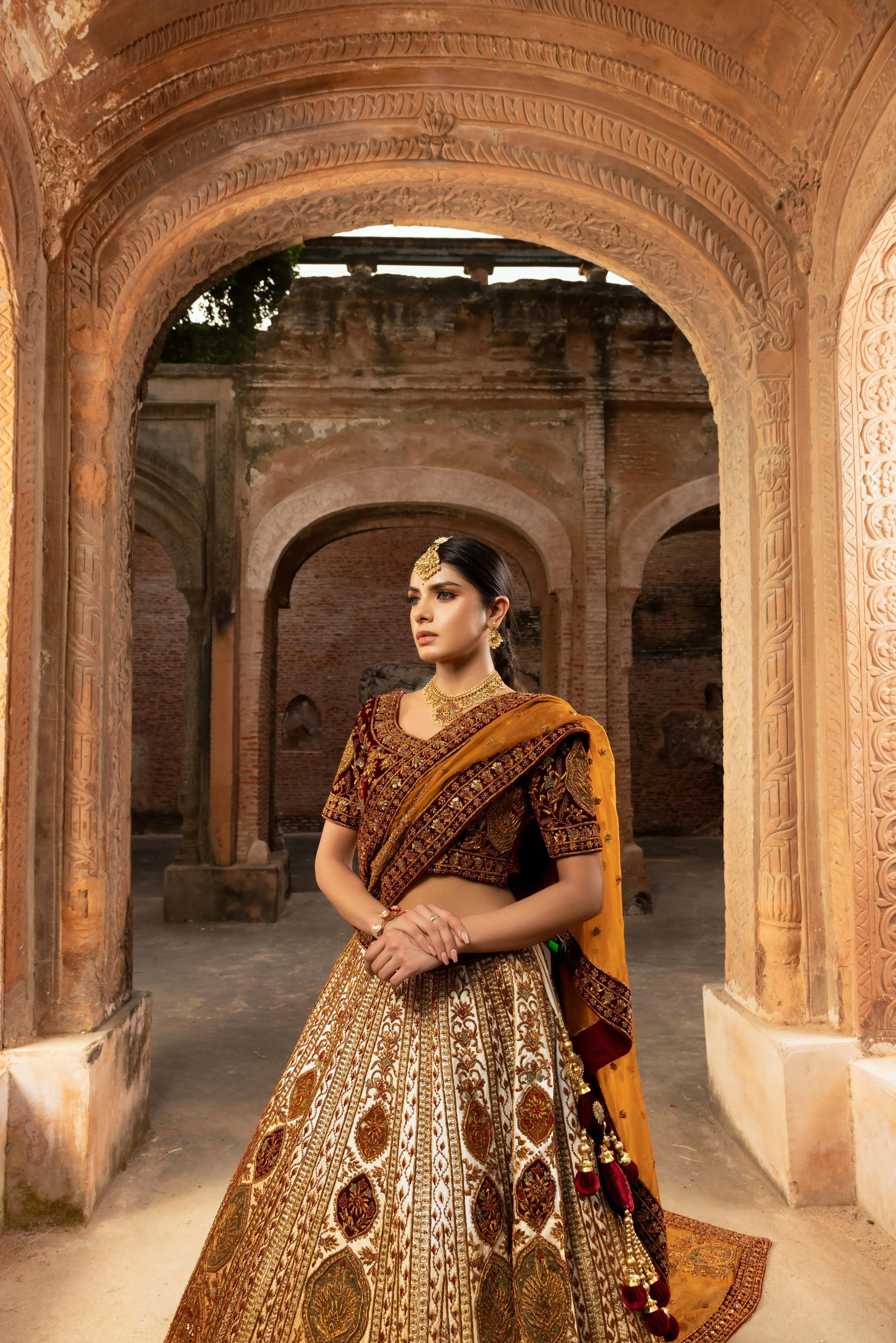 Regal Zardozi Bridal Couture with Ombre Effect - Image 2