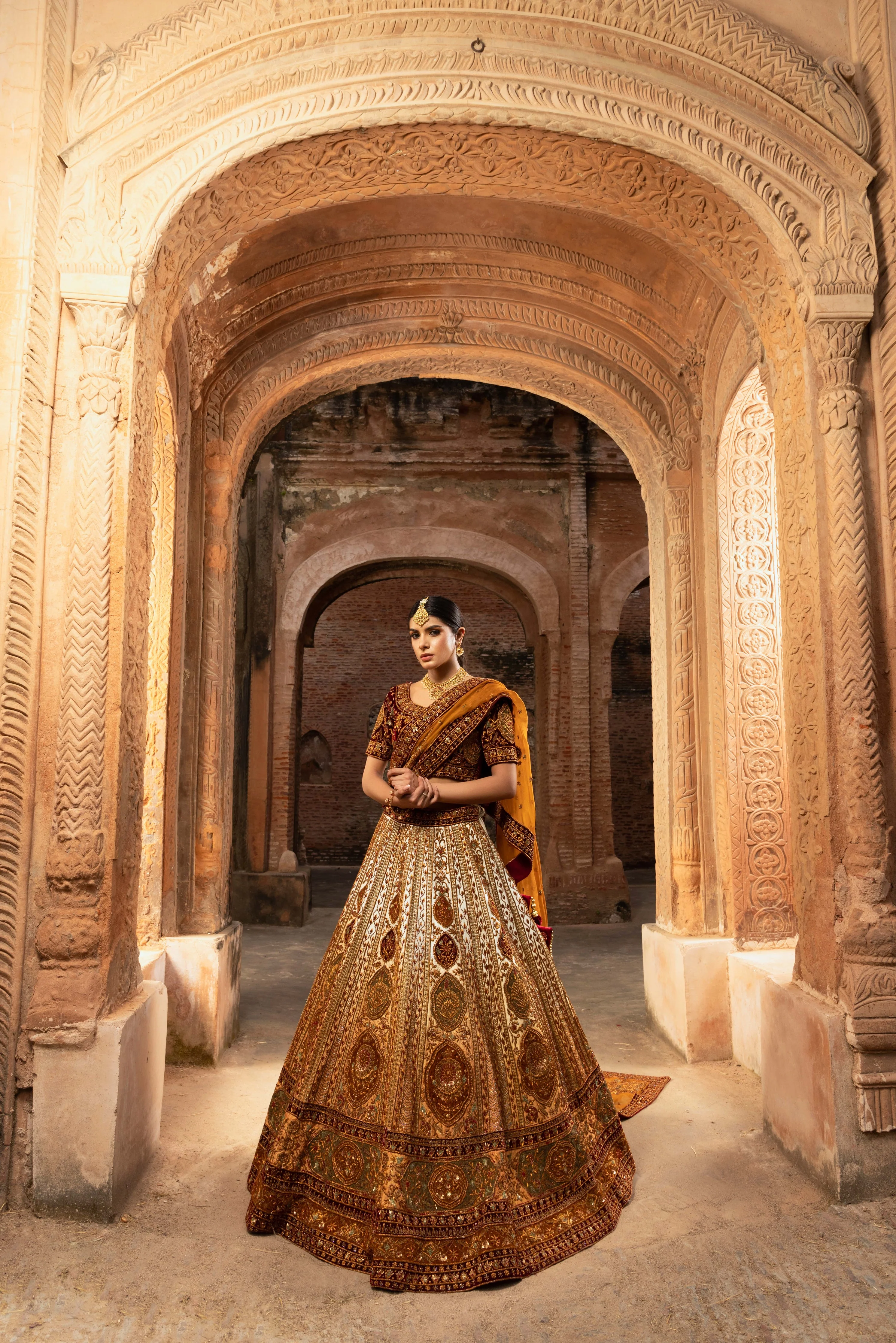 Regal Zardozi Bridal Couture with Ombre Effect - Image 3
