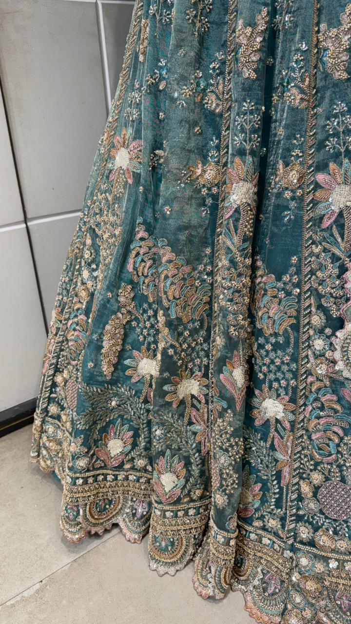 Royal Blue Embroidered Designer Lehenga - Image 2