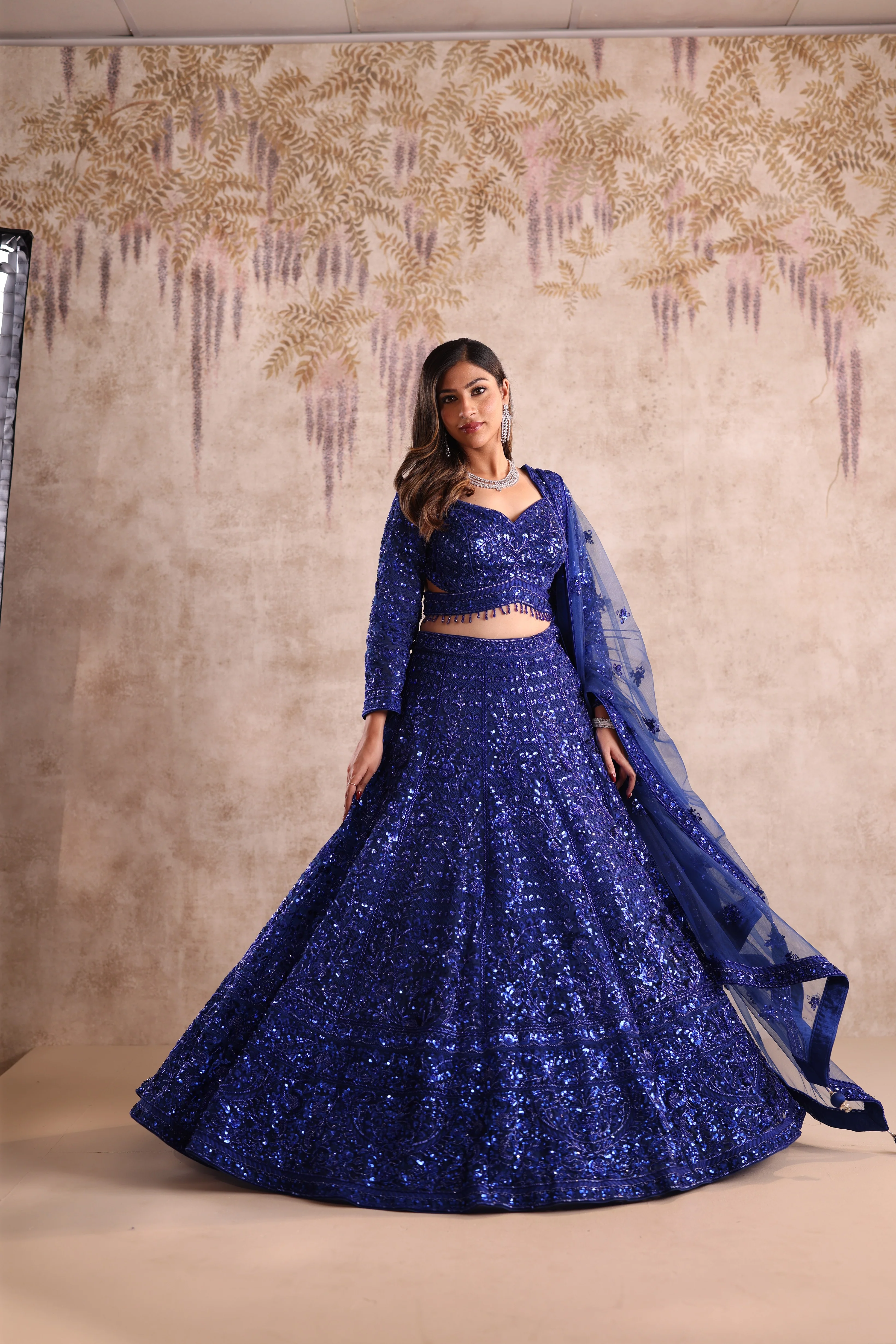 Royal Blue Heavy Sequin Party Wear Lehenga - Image 4