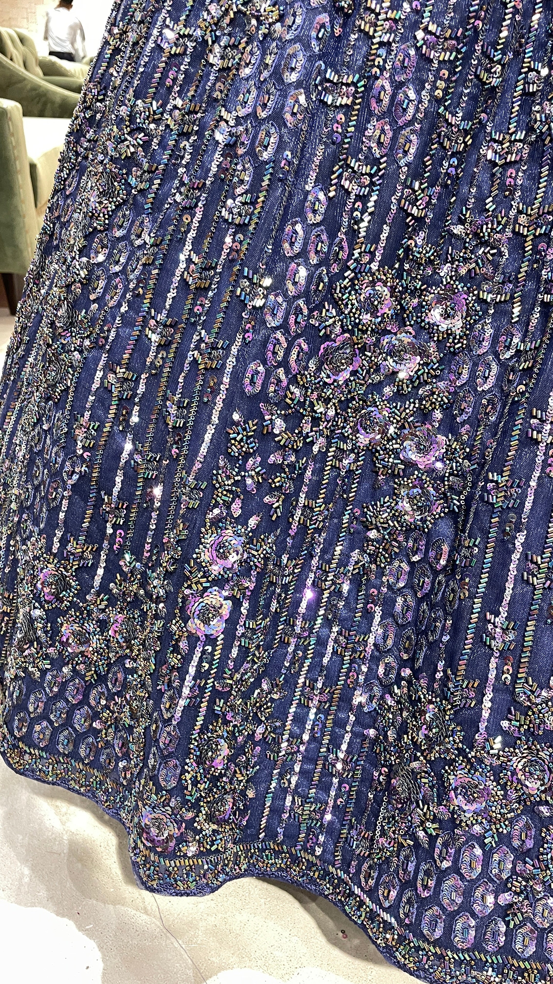 Royal blue lehenga with heavy sequins embellishments - Image 5