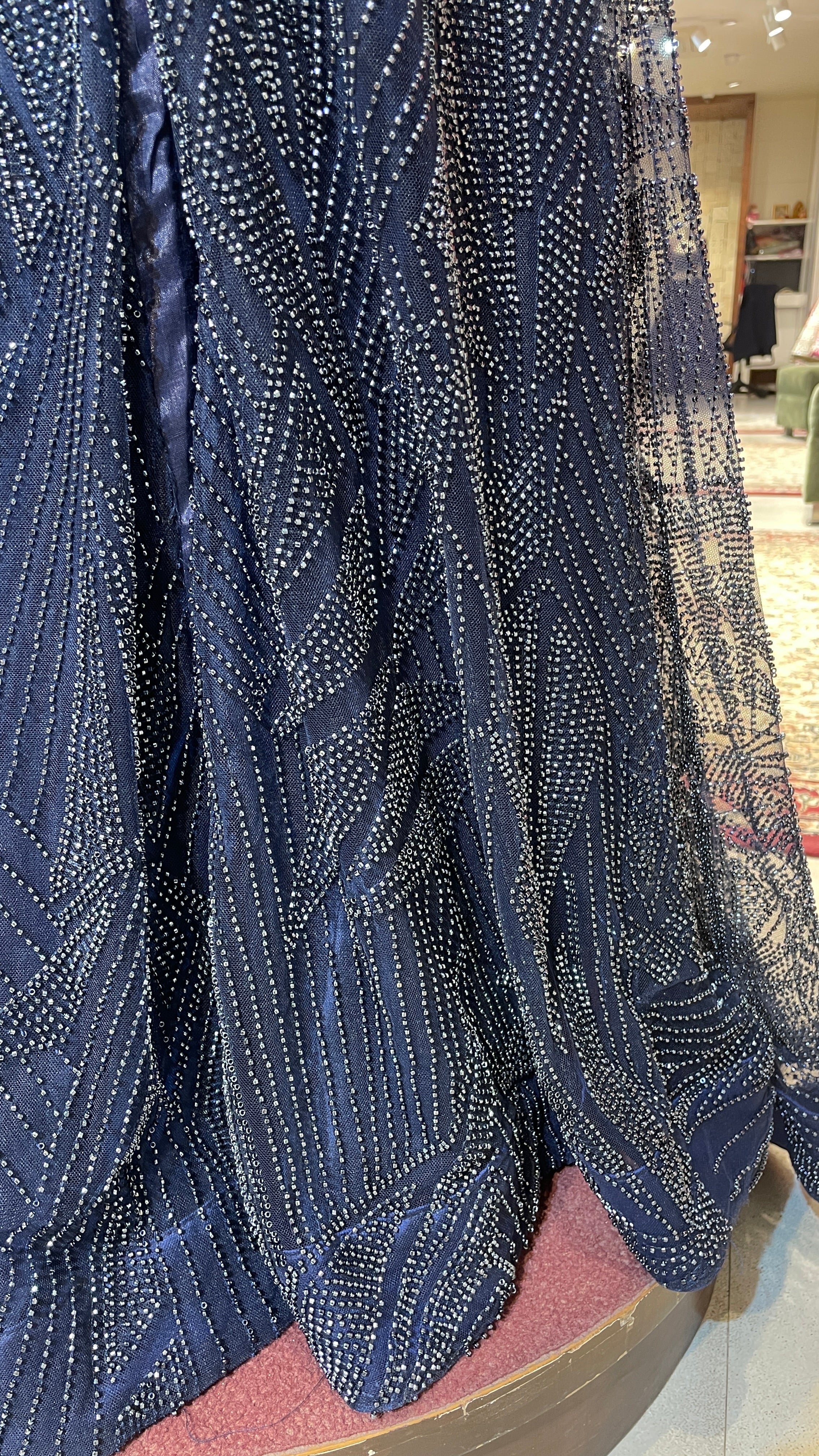Royal blue net slit lehenga - Image 7