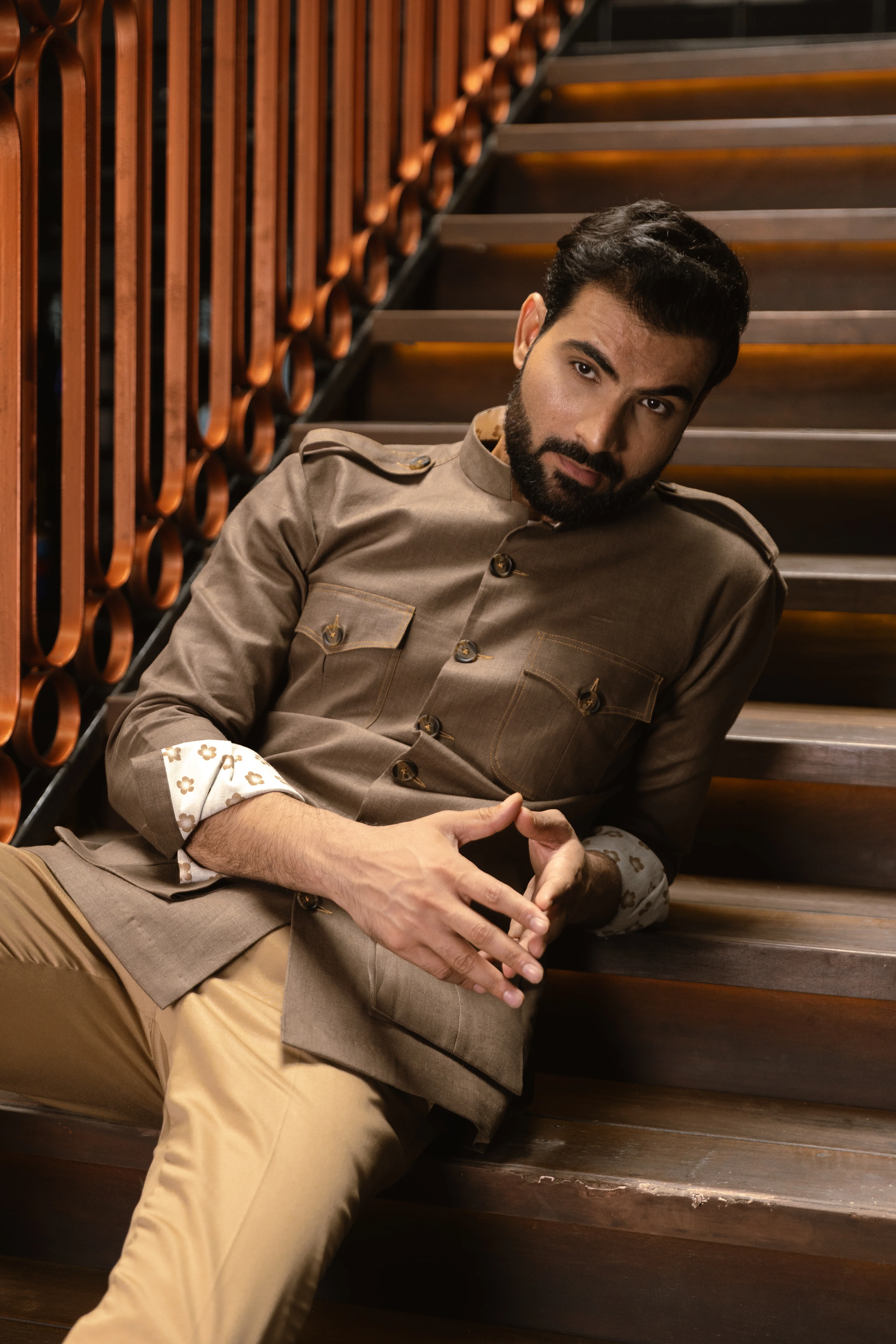 Safari Shirt with Shoulder Flap and Four Pockets - Image 2