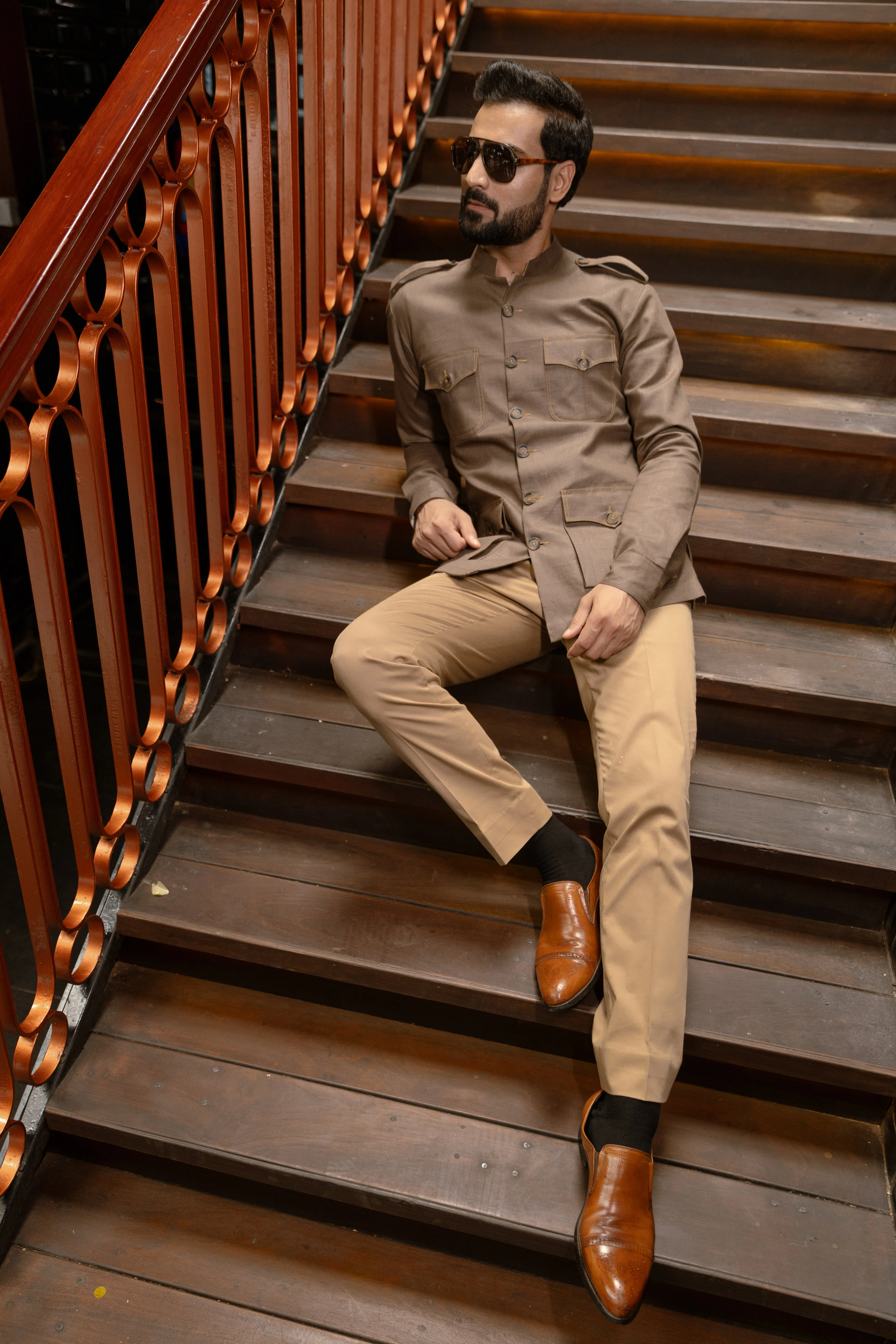 Safari Shirt with Shoulder Flap and Four Pockets - Image 3