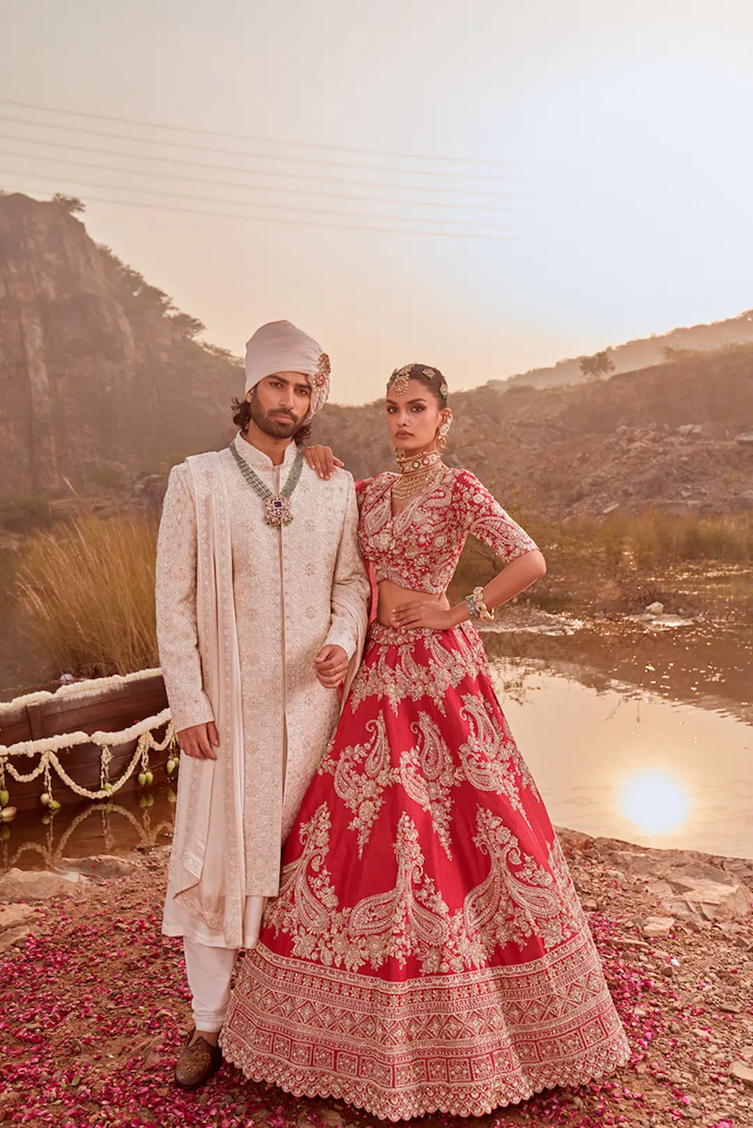 Off white Sherwani set with thread work and with anarkali kurta - Image 4