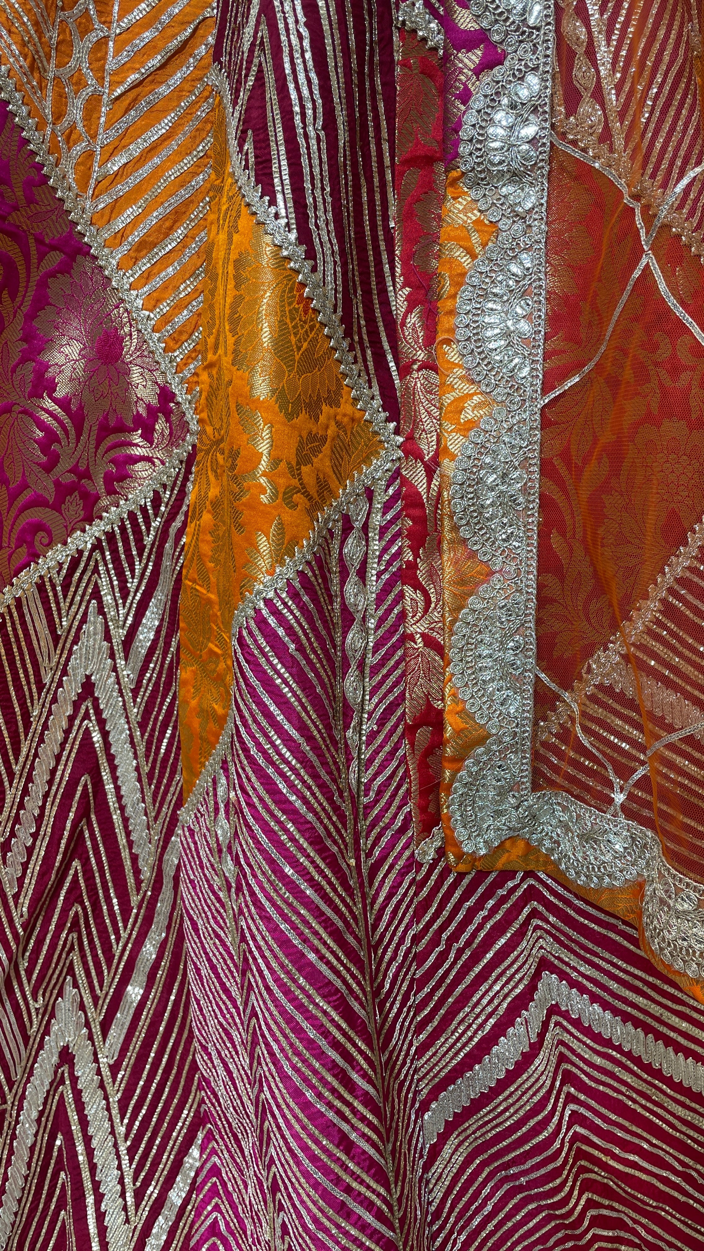 Silk multicoloured lehenga with Banarsi work and Gota Patti highlights - Image 4