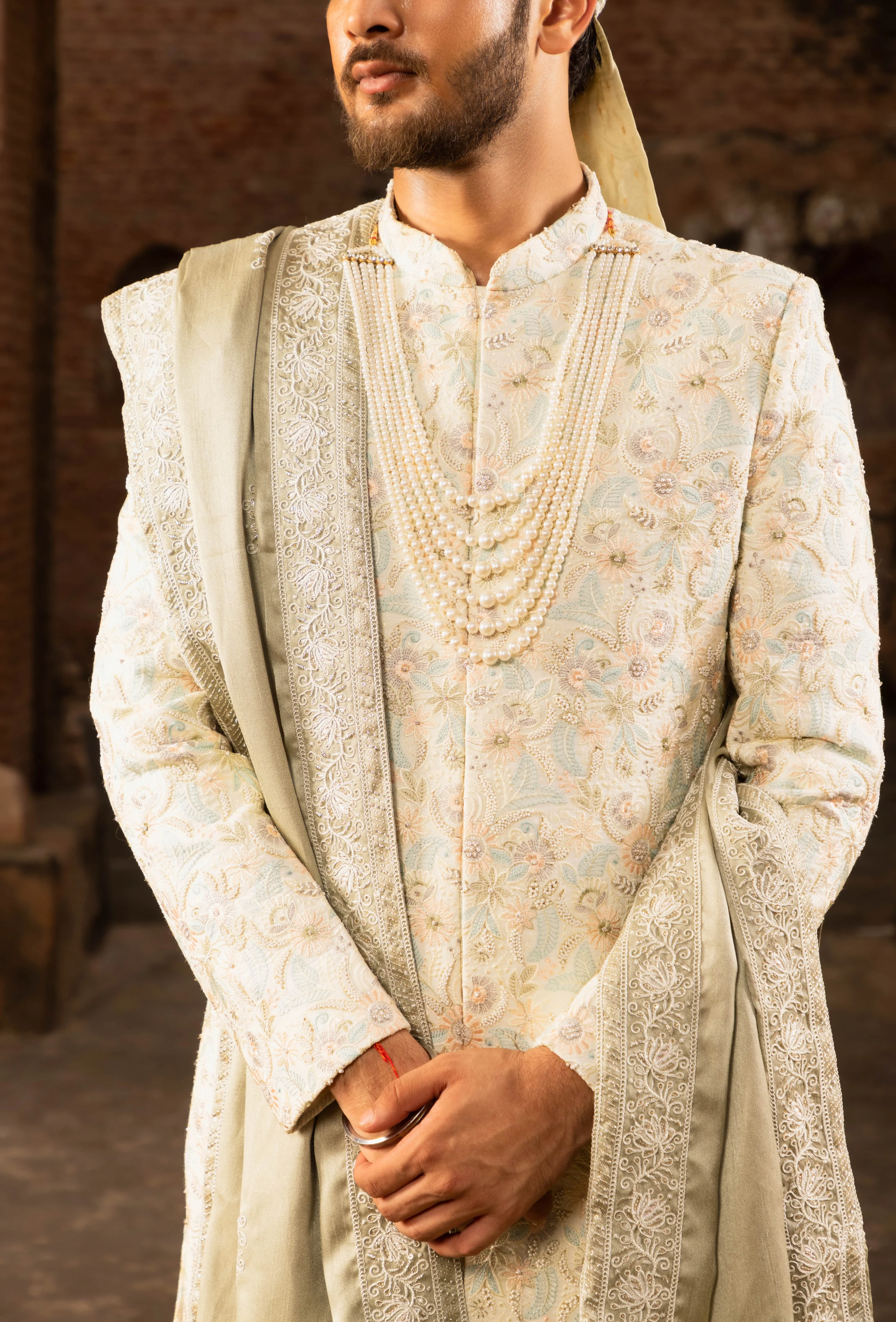 Stylish Georgette Base Sherwani with Intricate Threadwork (Sherwani set) - Image 2