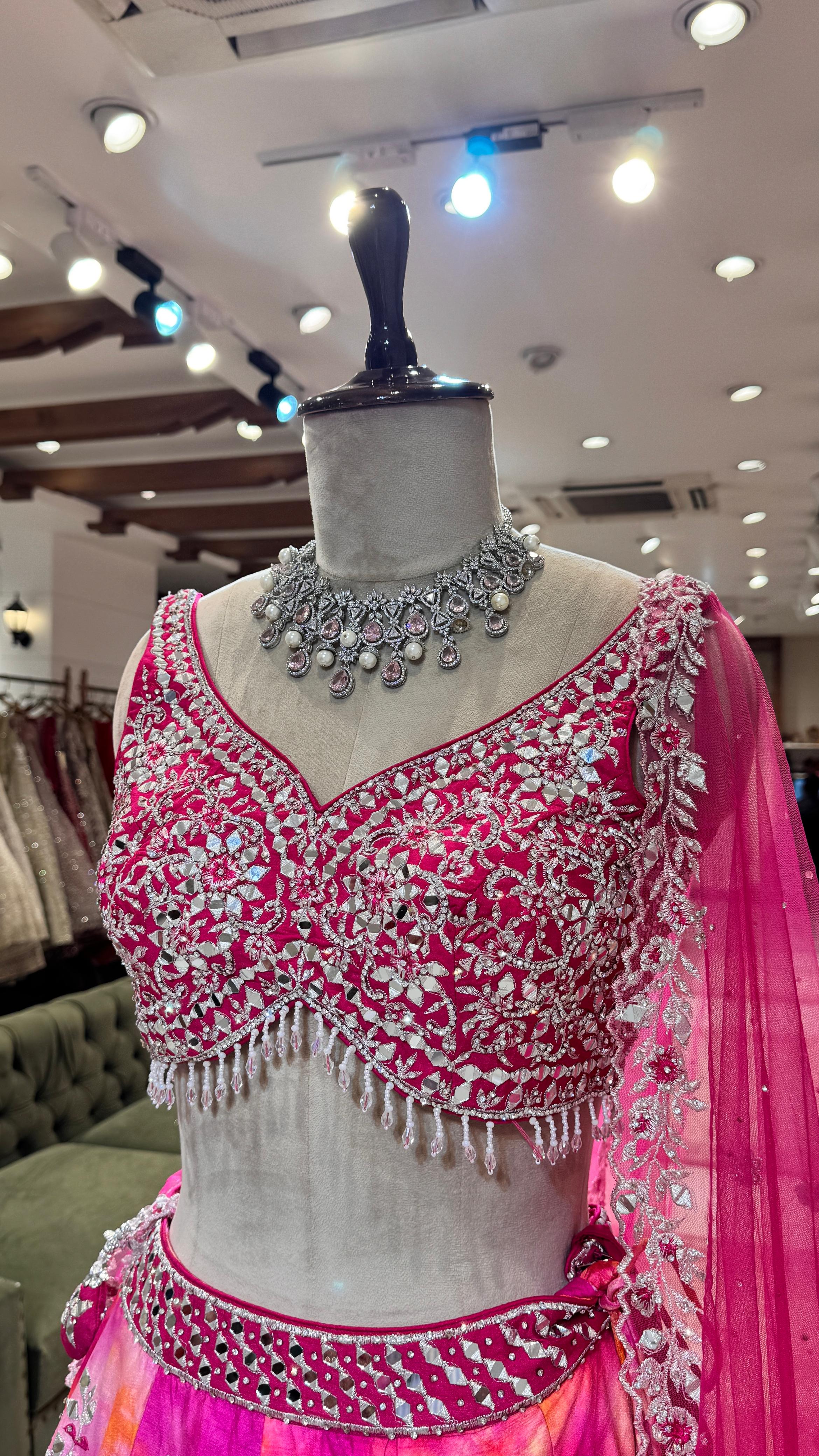 Tie and dye pink lehenga - Image 2