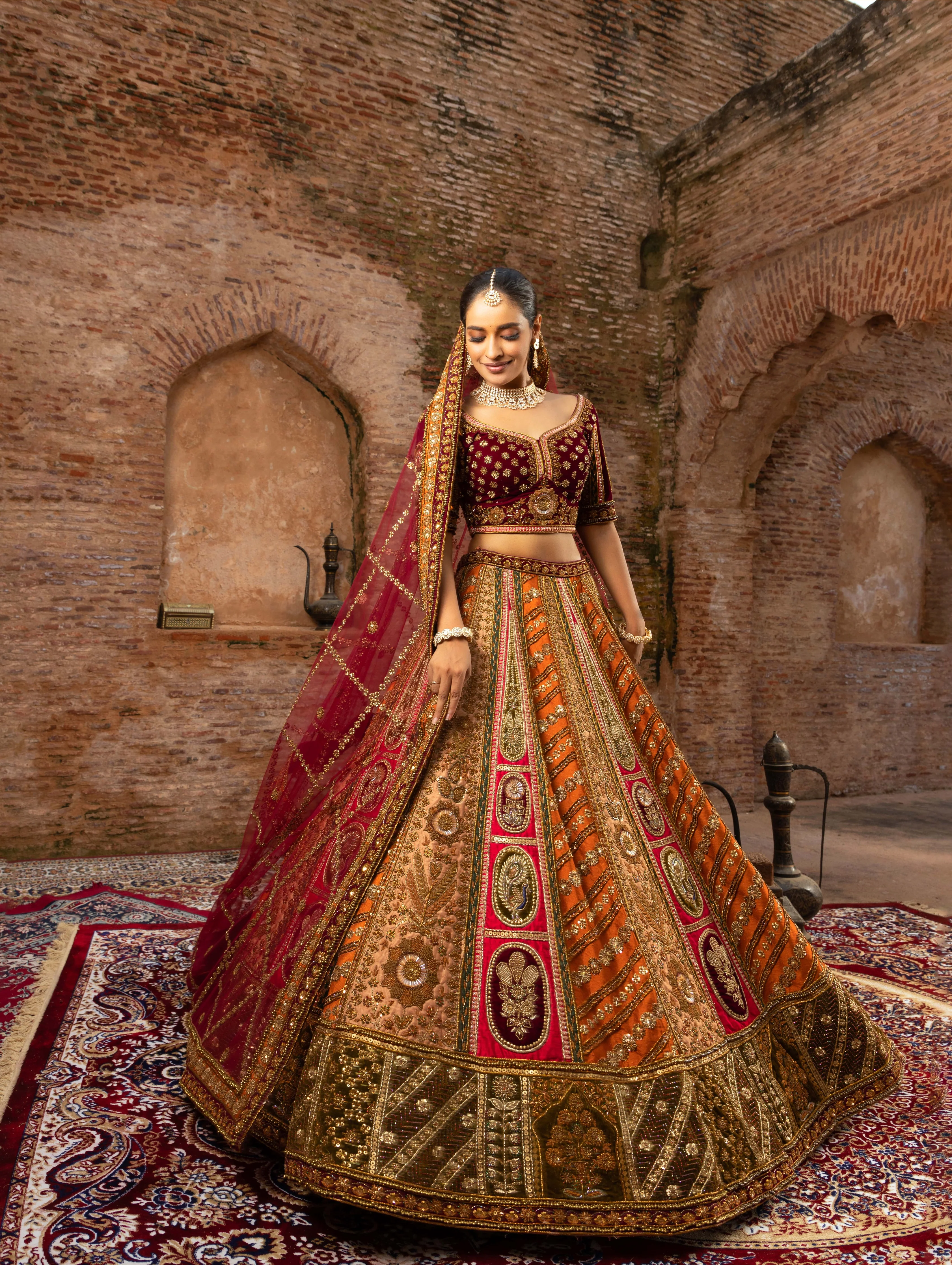 Timeless Artistry Silk Bridal Lehenga with Sequins and Cutdana Embellishments - Image 3