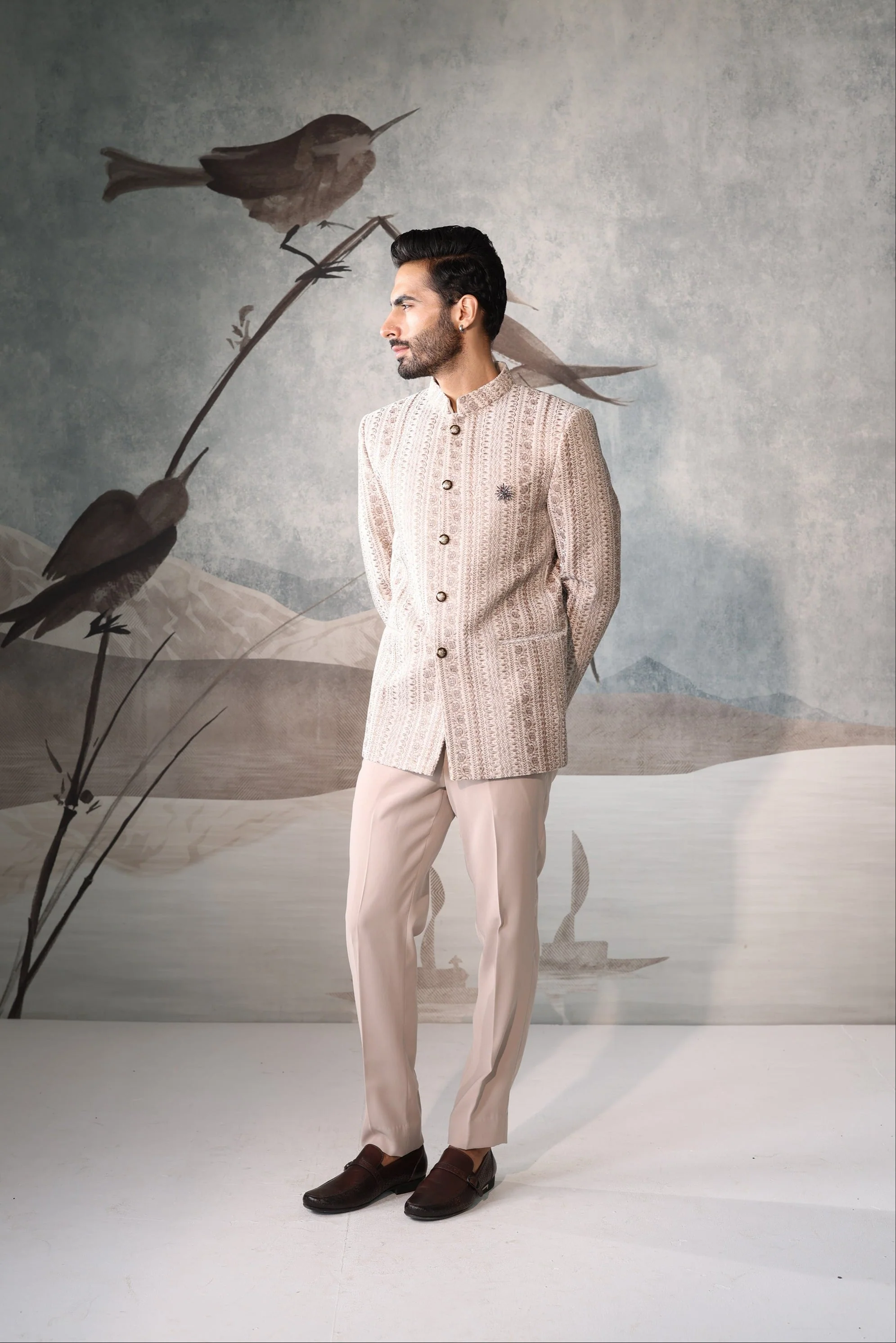 Twilight Bloom Bandhgala Jacket - Image 4