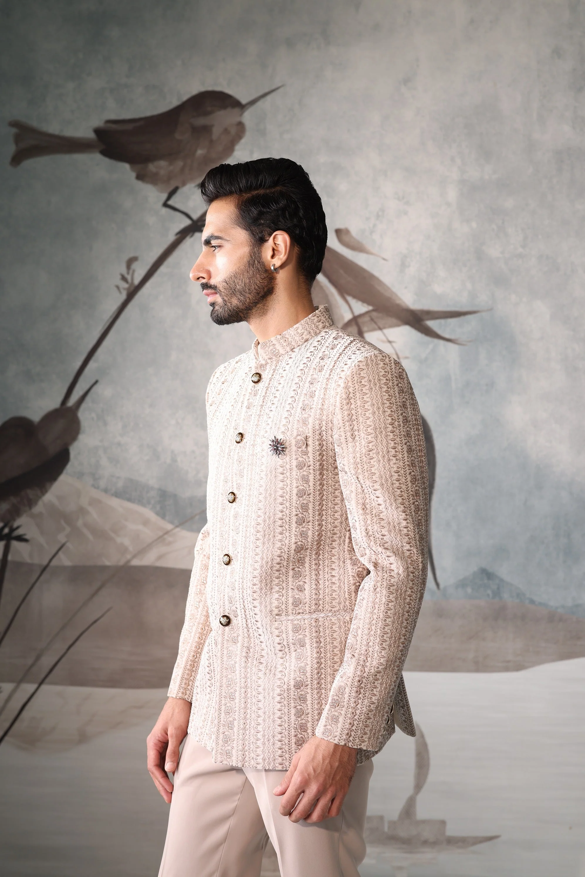 Twilight Bloom Bandhgala Jacket - Image 5