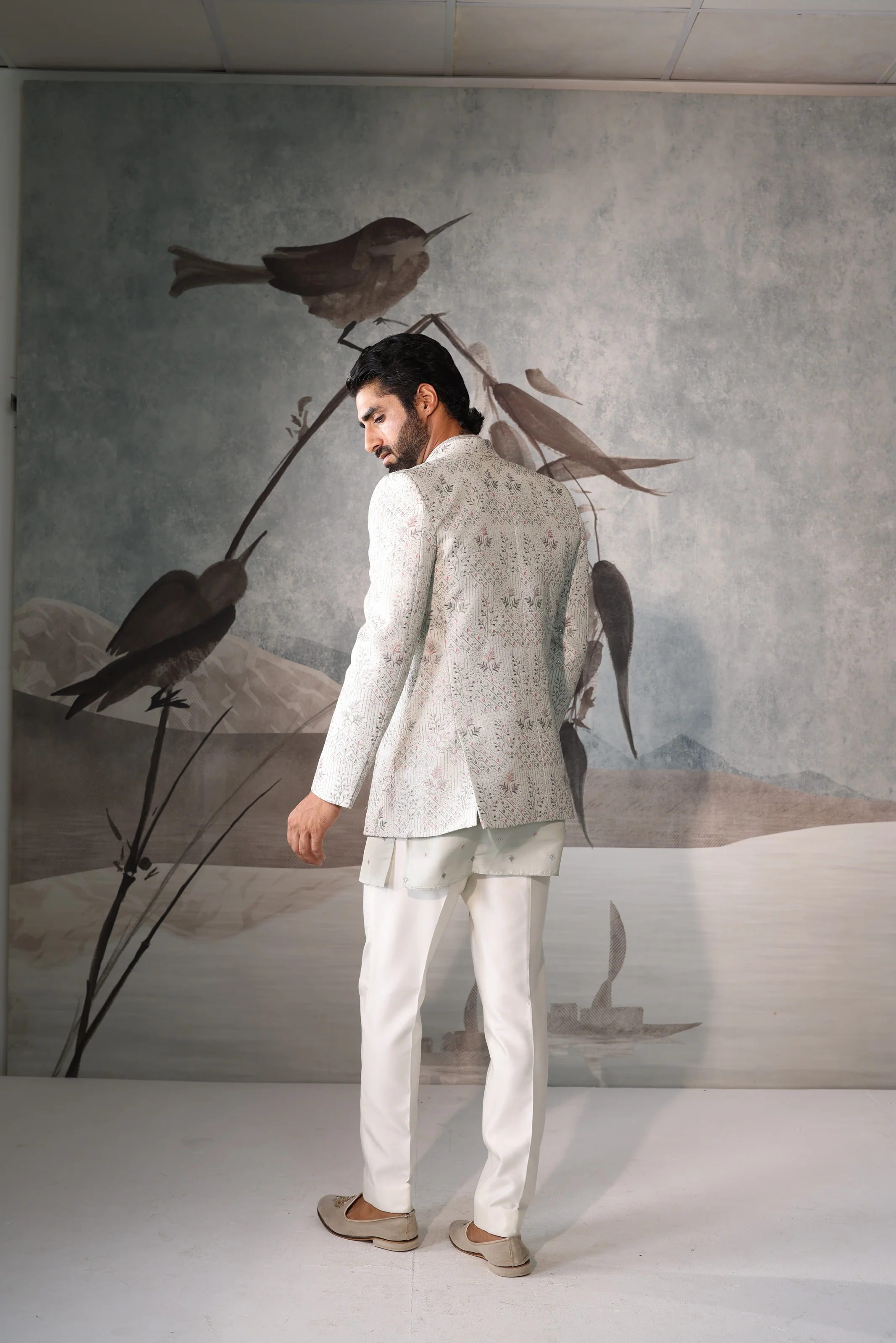 Short Open Jacket with kurta pista green - Image 3