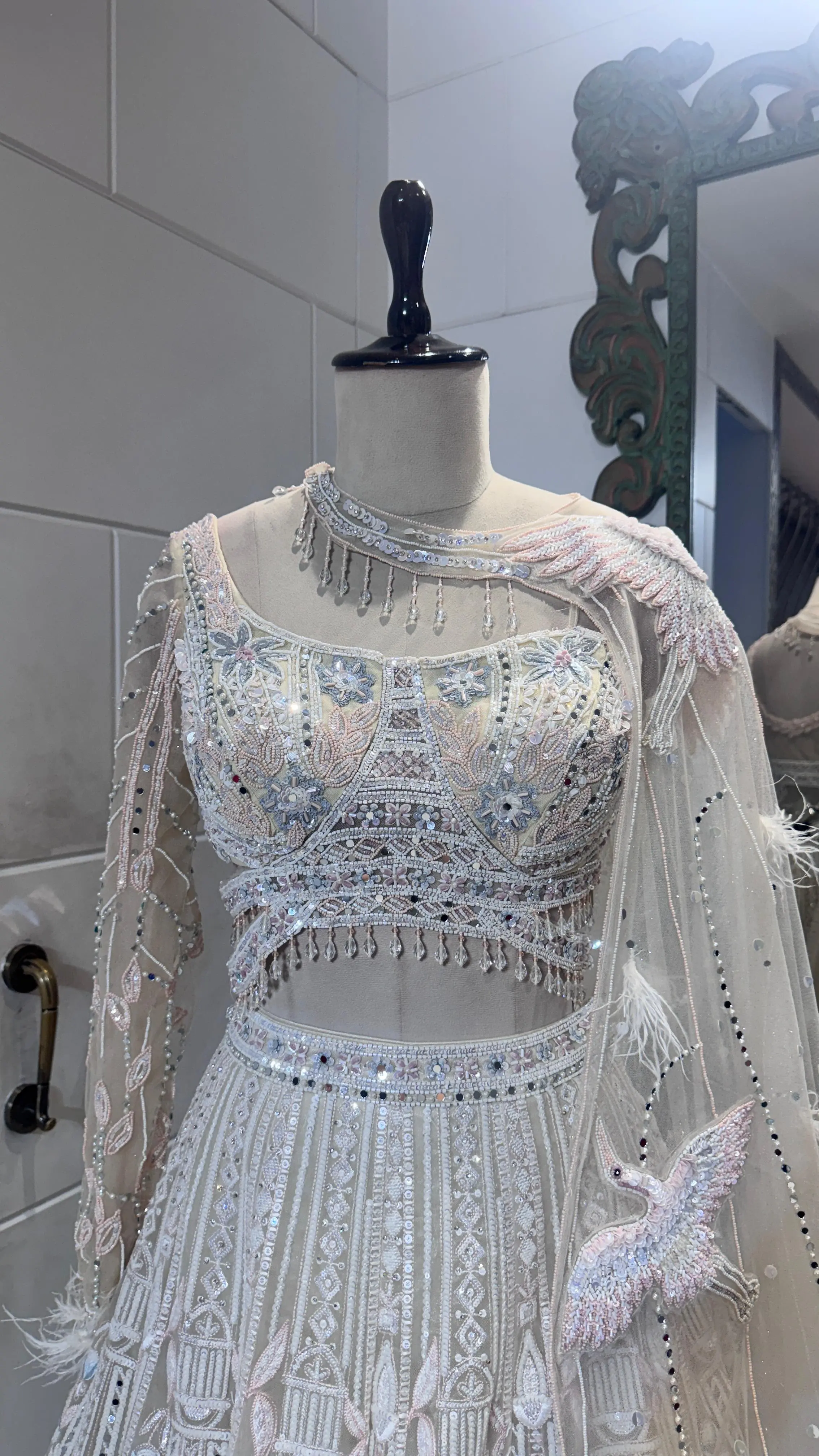 White Bird Embroidered Designer Lehenga with Dupatta - Image 2
