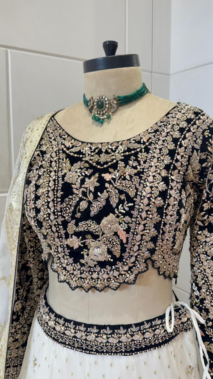 WHITE EMBELLISHED LEHENGA - Image 3