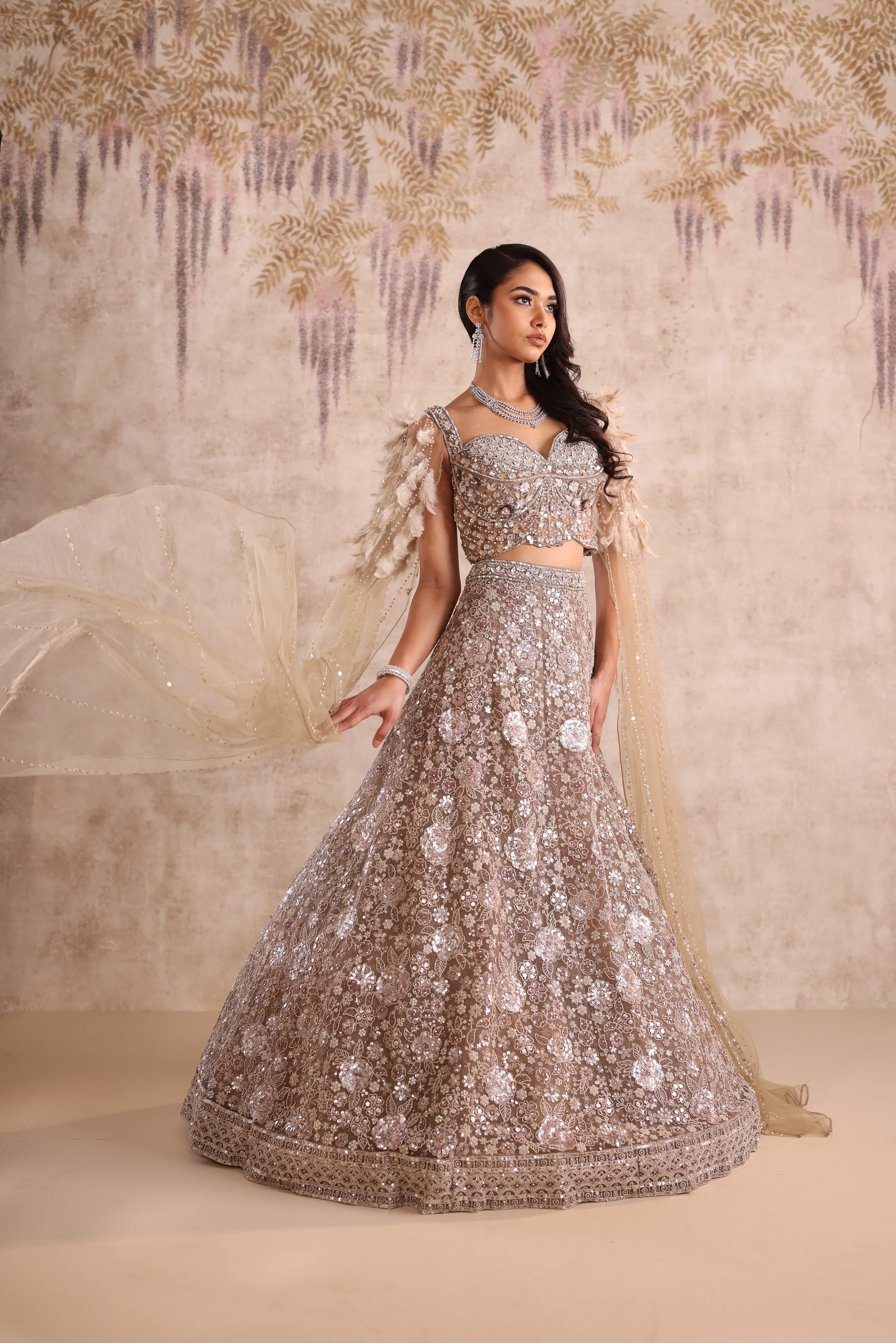 White Embroidered party wear Lehenga - Image 2