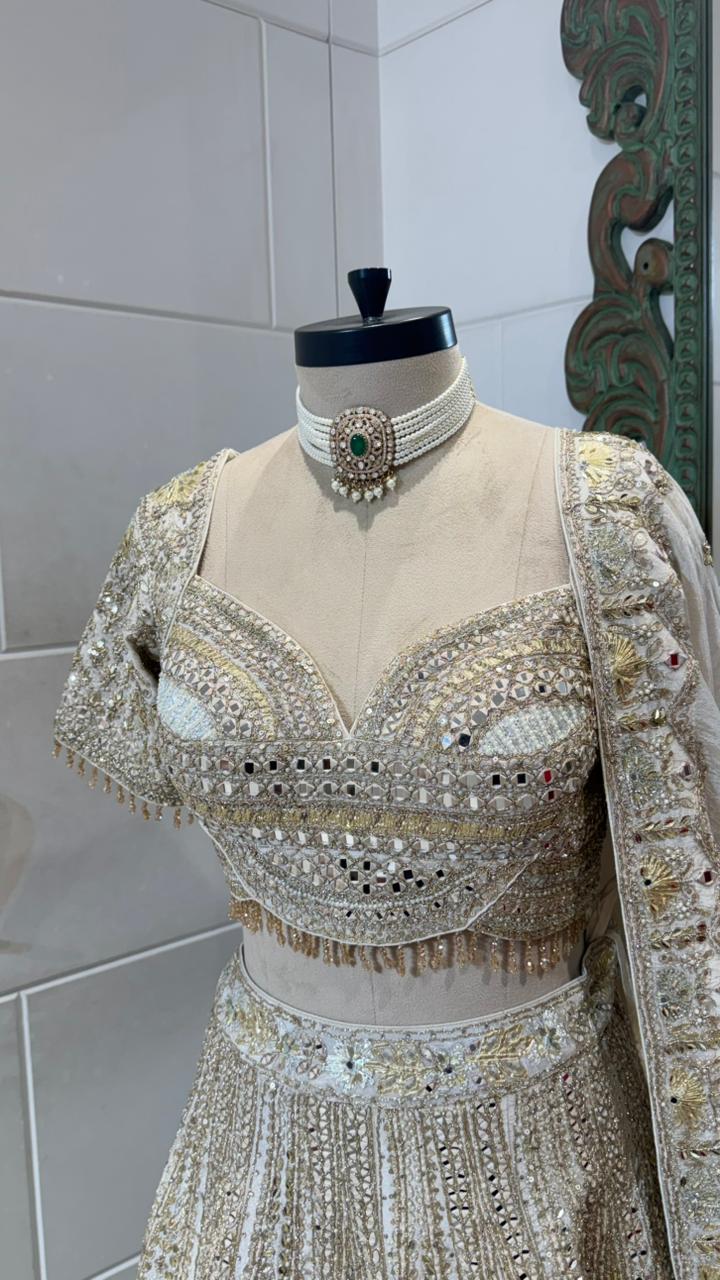 White mirror lehenga - Image 4