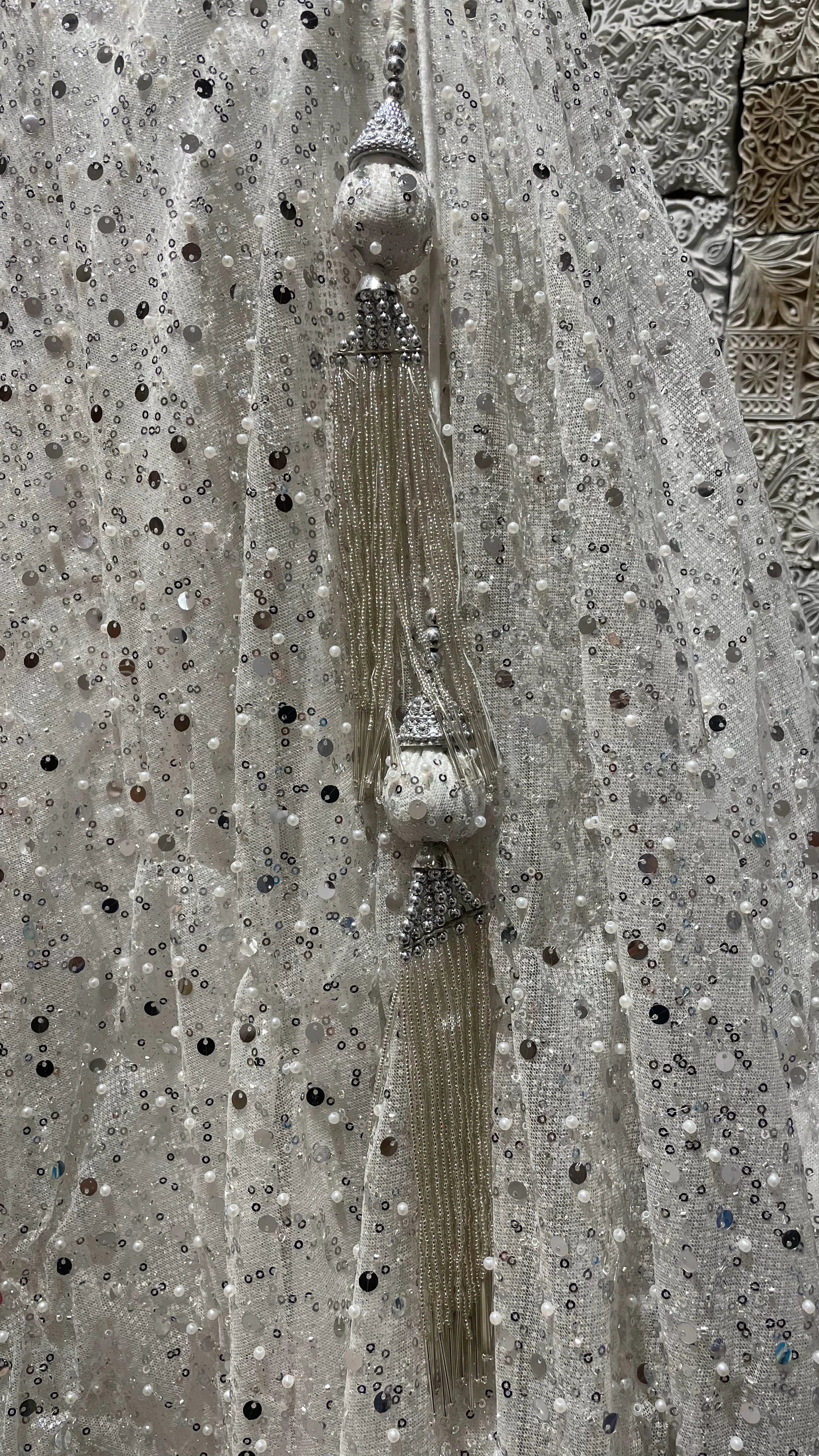 White Net lehenga with heavy embellished blouse - Image 4