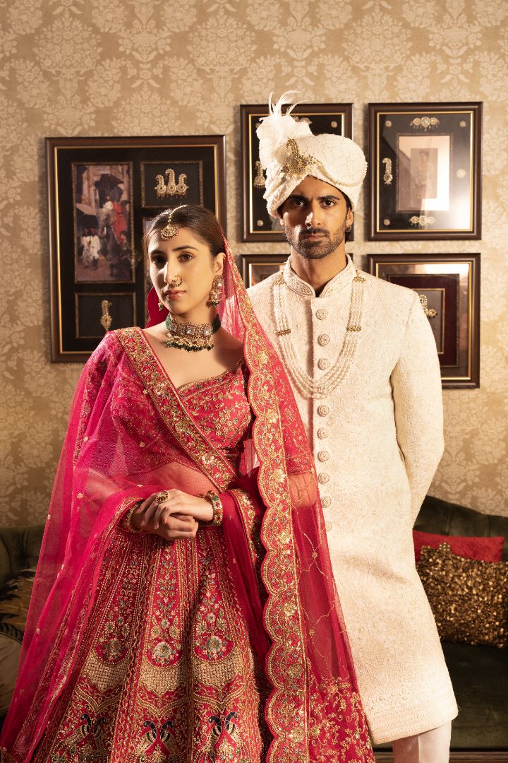 ivory Sherwani with hand embroidery - Image 4
