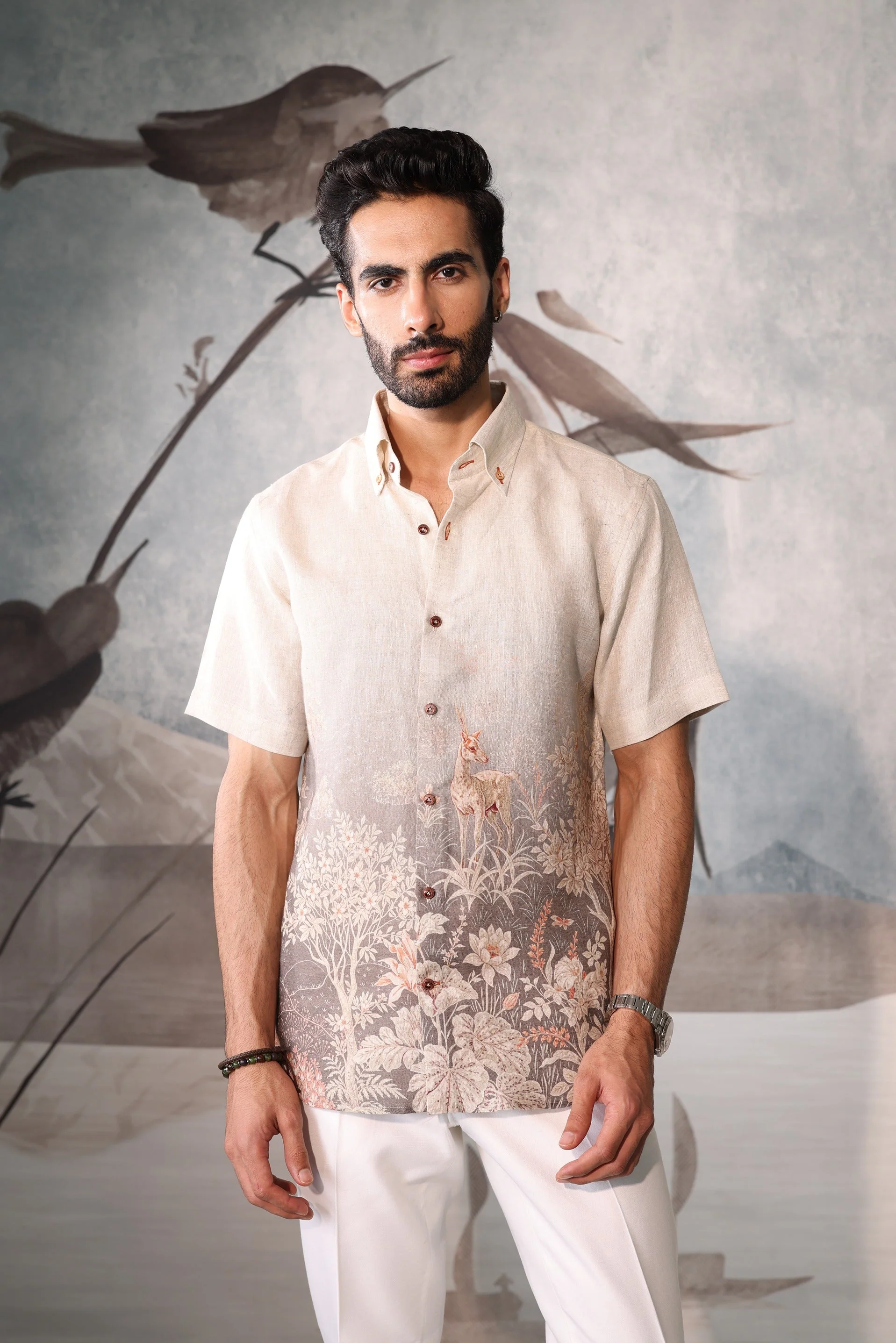 White shirt with floral design - Image 2