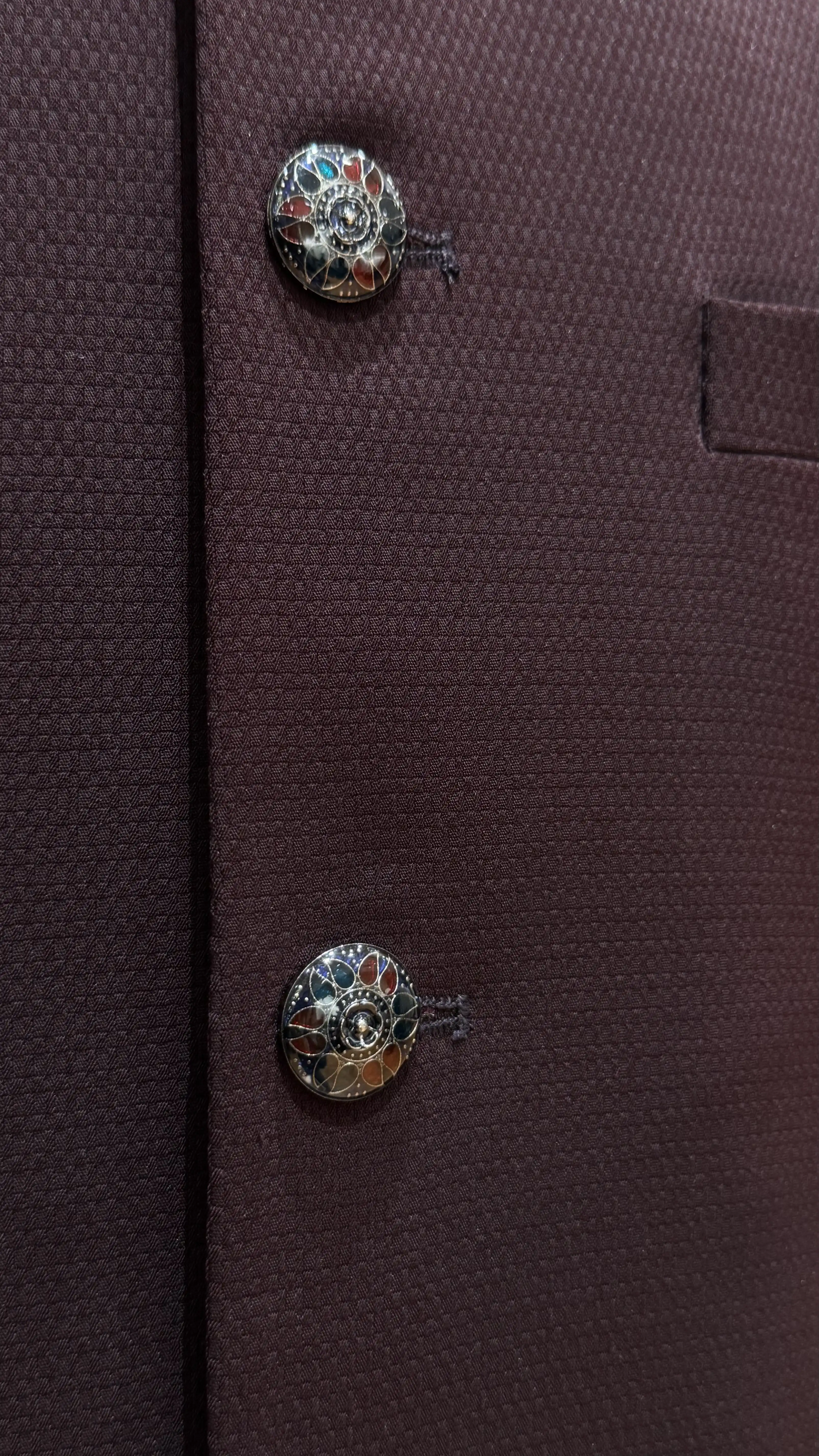 Wine bandhgala with self work - Image 3