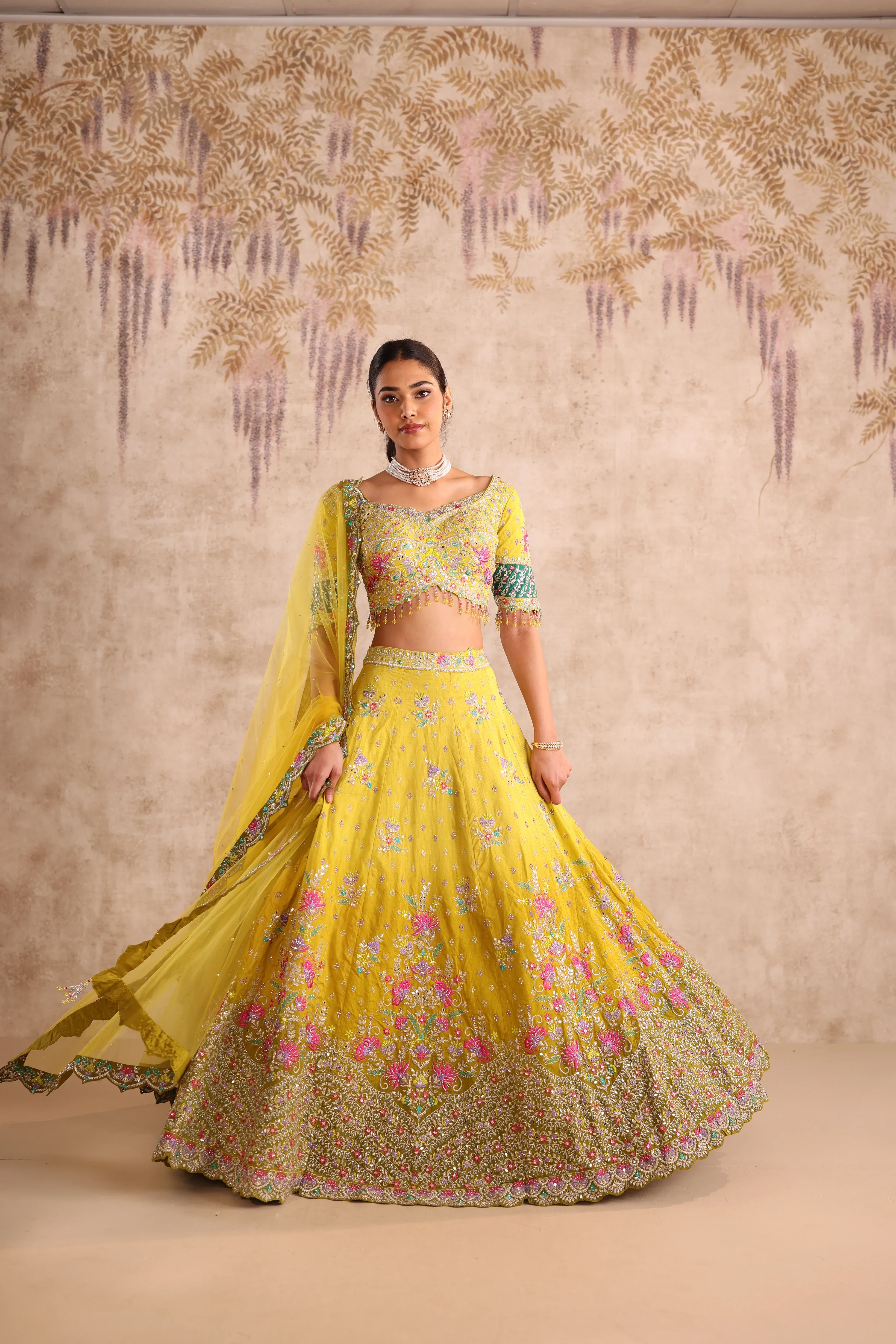 Yellow Party Wear Lehenga - Image 4