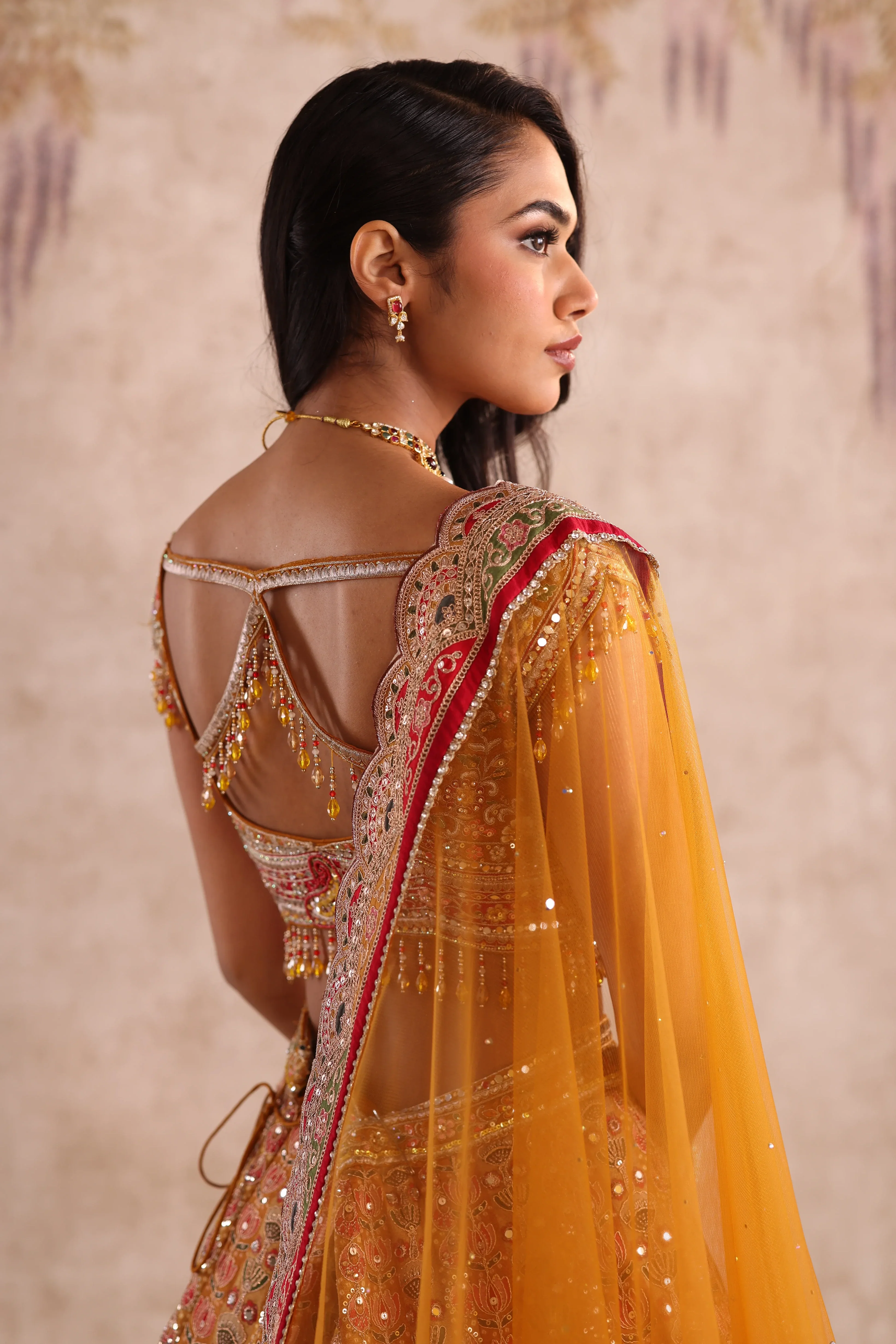 Yellow Embroidered Party Wear Lehenga - Image 4