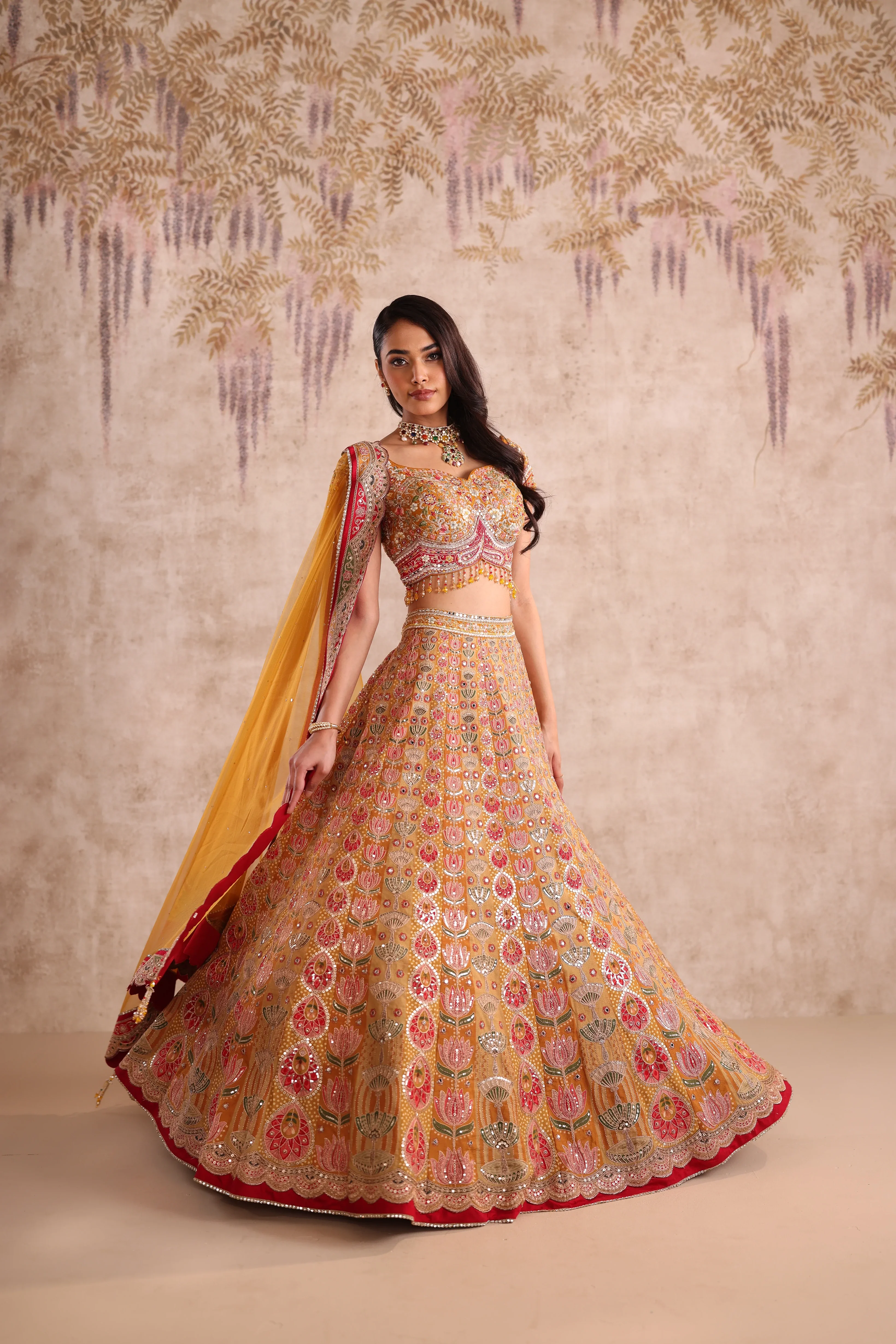 Yellow Embroidered Party Wear Lehenga - Image 5