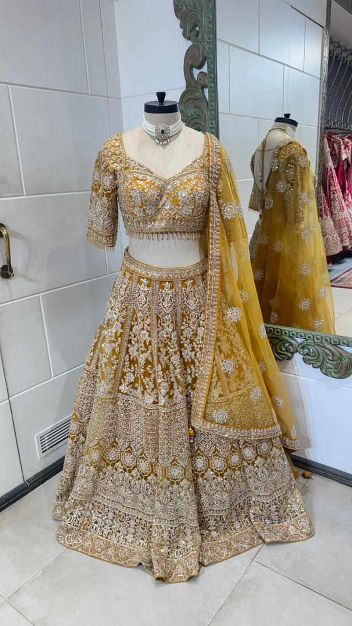 Yellow mirror lehenga - Image 2