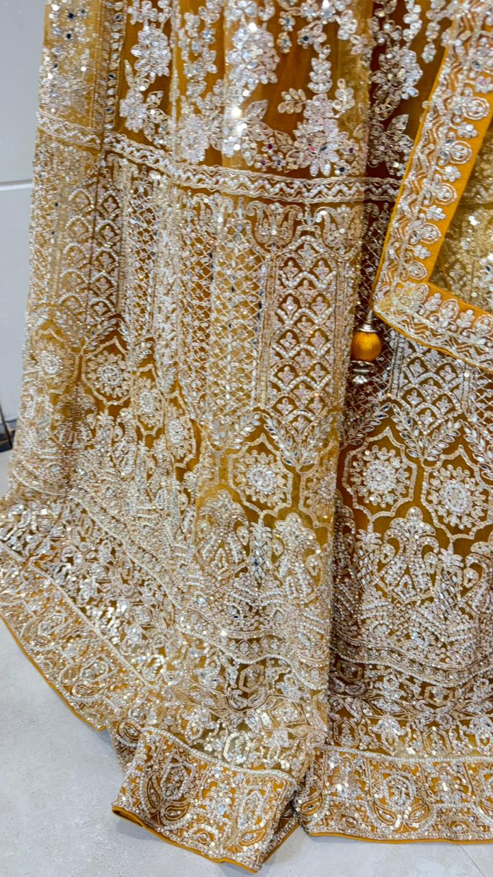 Yellow mirror lehenga - Image 3
