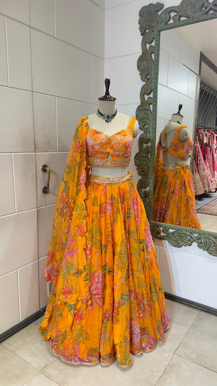 Yellow Multicolour lehenga - Image 2