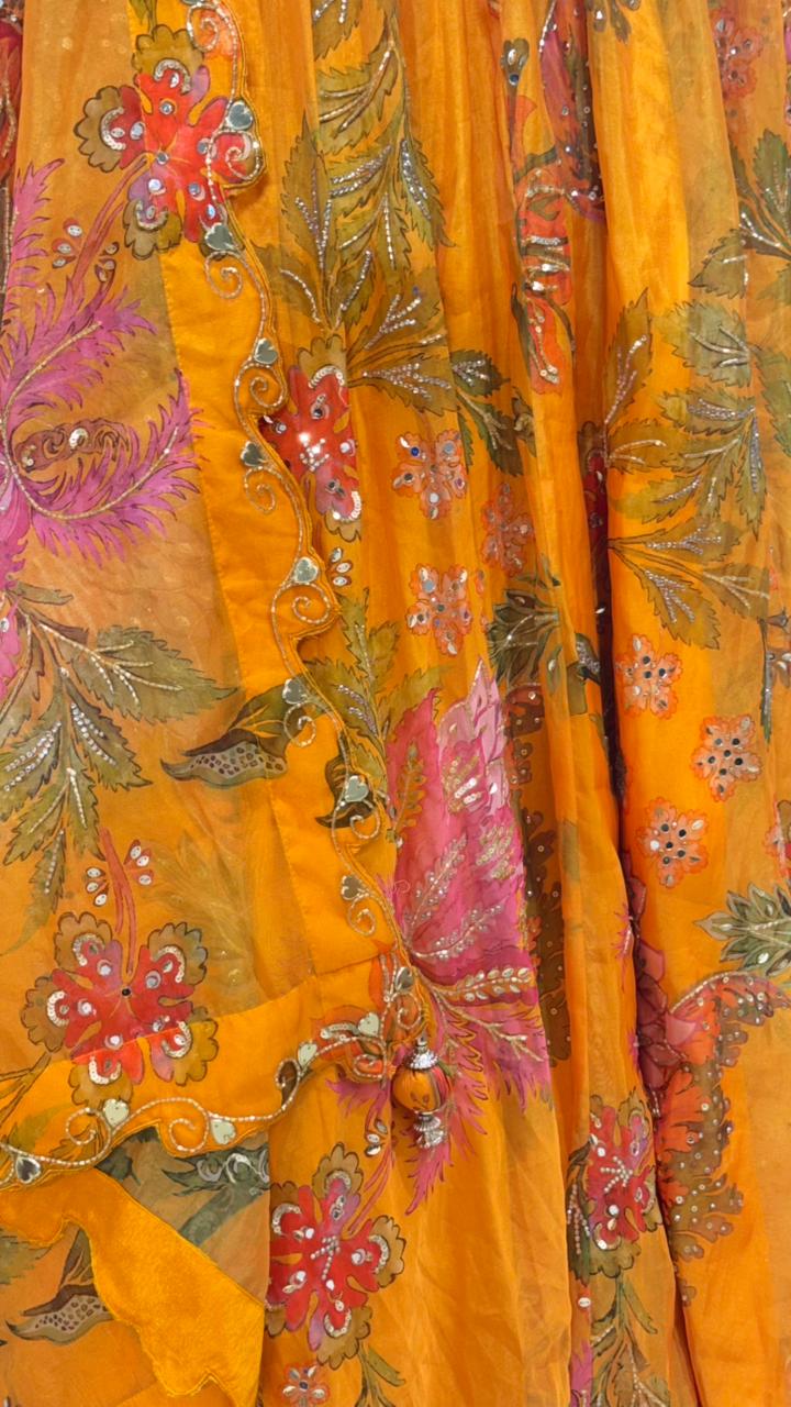 Yellow Multicolour lehenga - Image 3